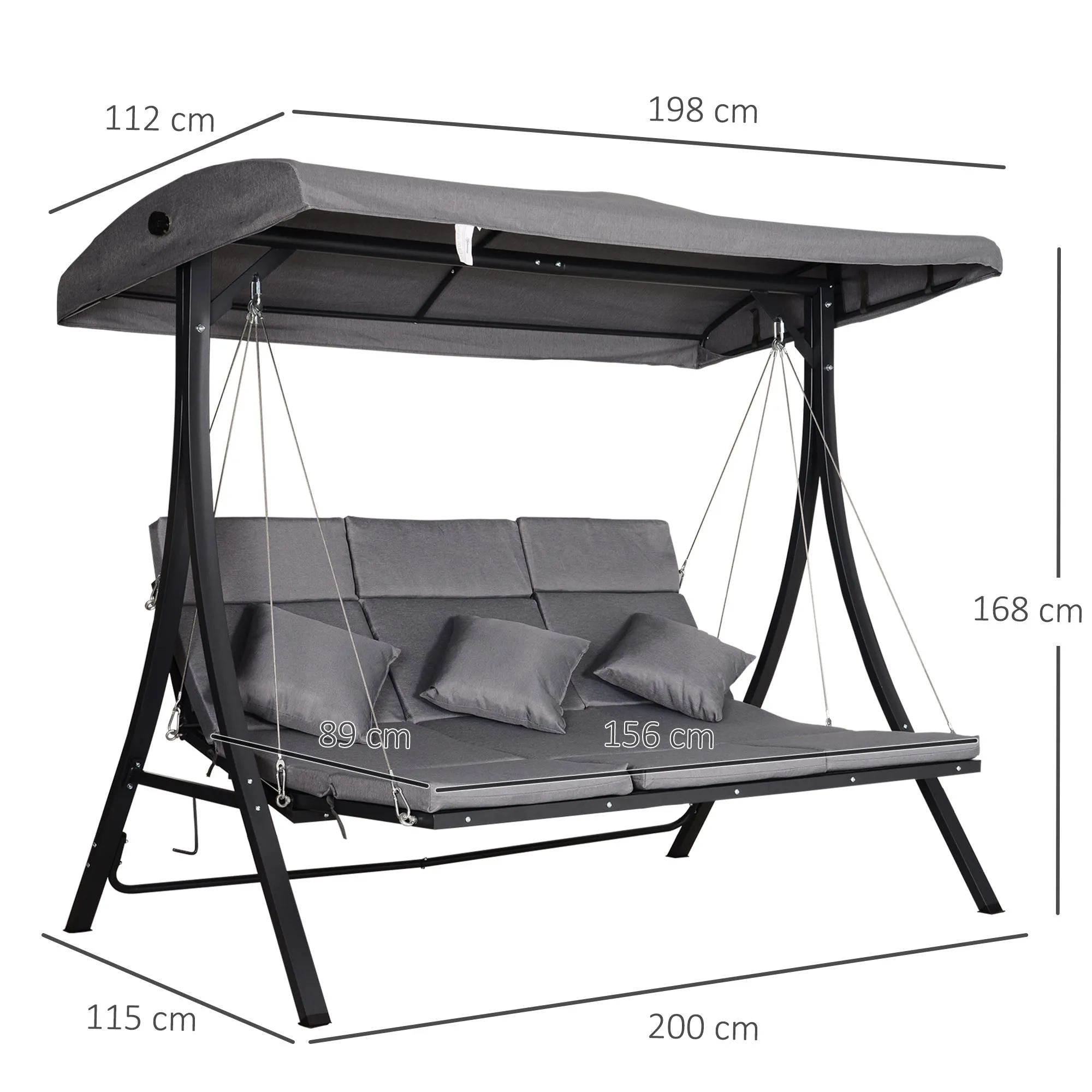 NEBRASKA | 3 Seater Garden Swinger / Rocking Chair / Bed - Image 3