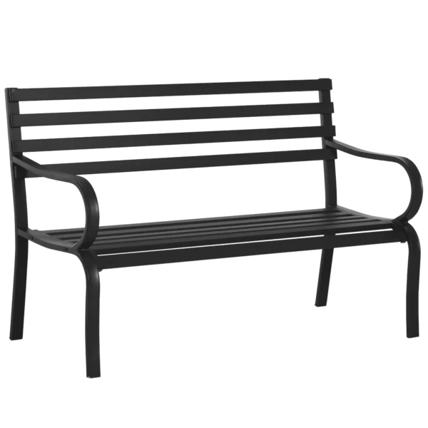 Outsunny garden bench in black metal 127 x 62 x 82cm