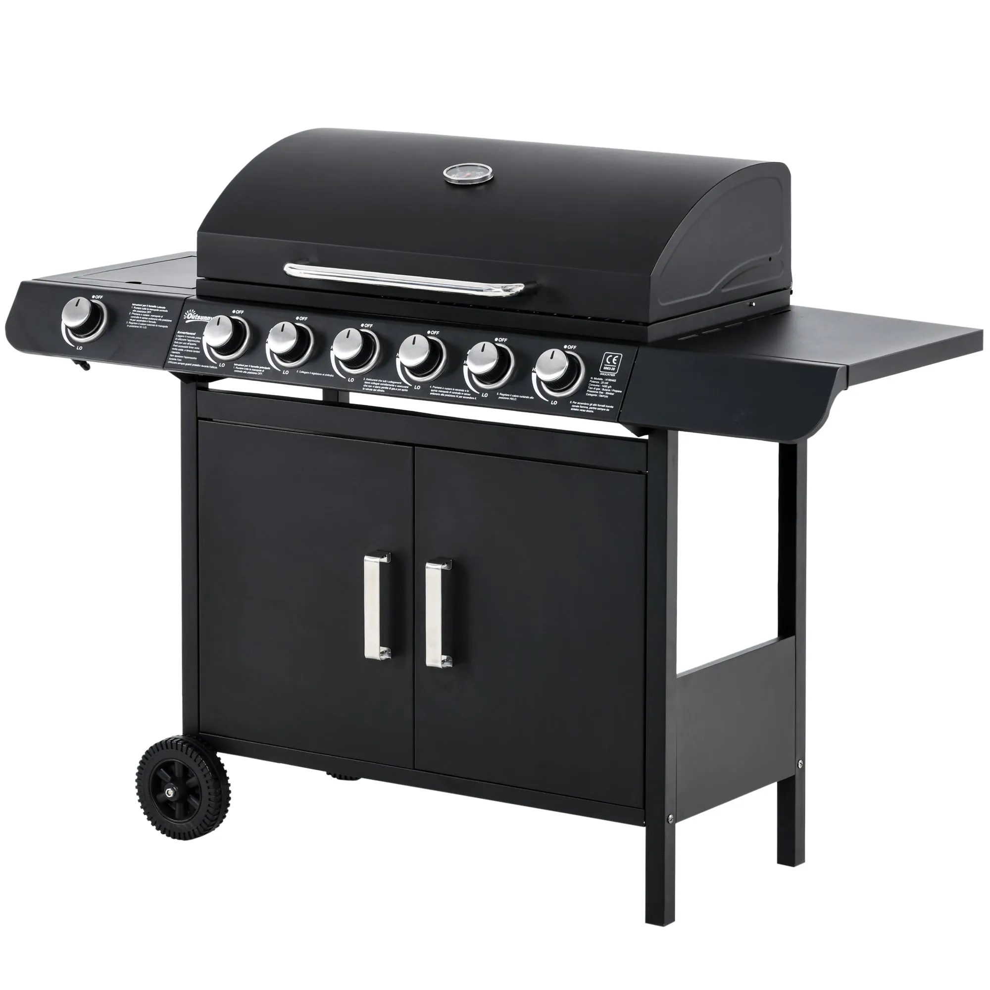 Black Gas Barbecue 20kw Burners and Side Stove - Image 2