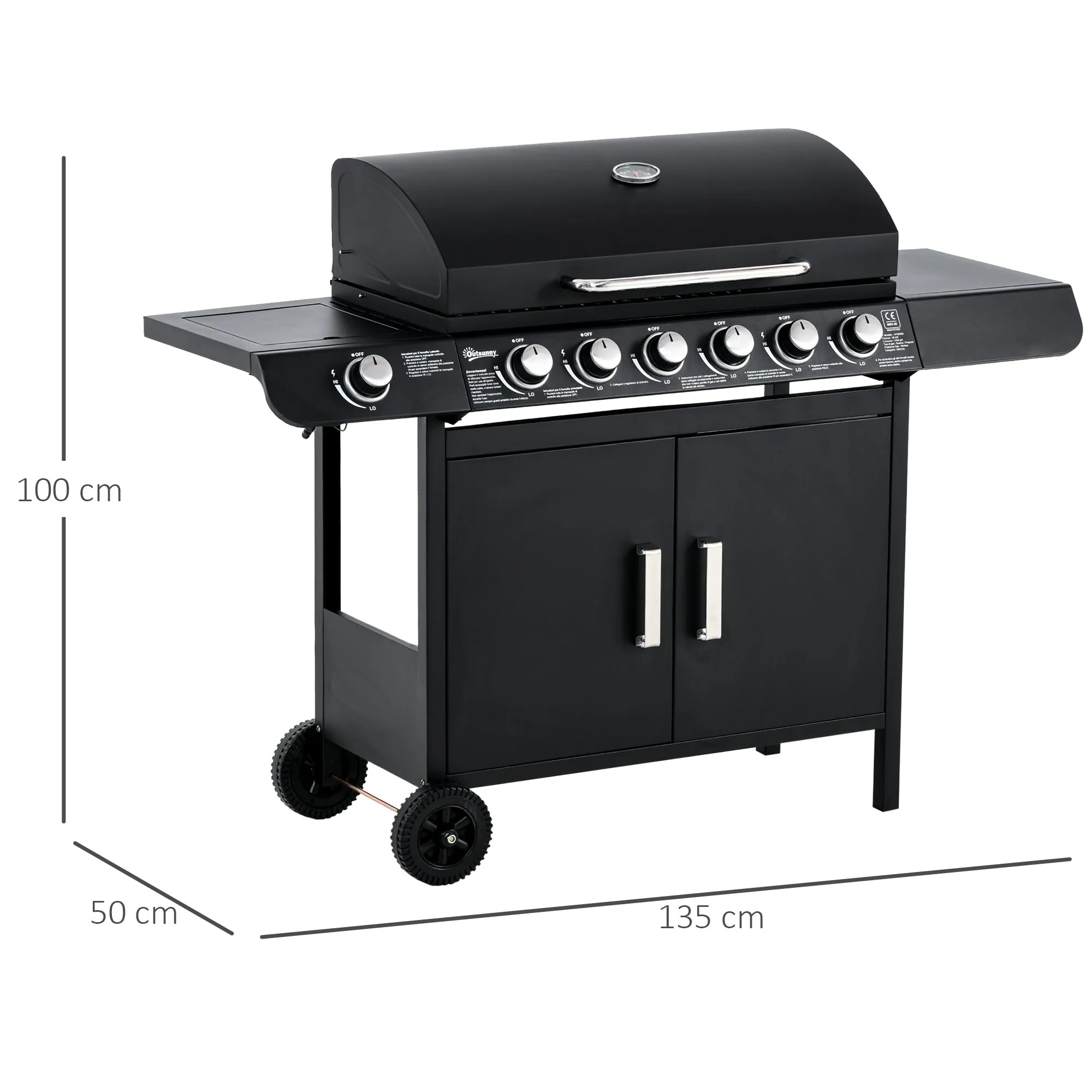 Black Gas Barbecue 20kw Burners and Side Stove - Image 3