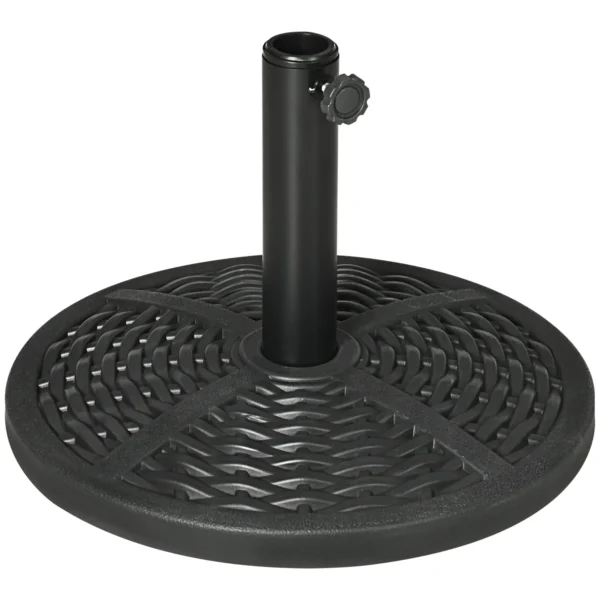 Round Garden Umbrella Base Rattan Effect Ø45cm Weight 9.5kg, Black