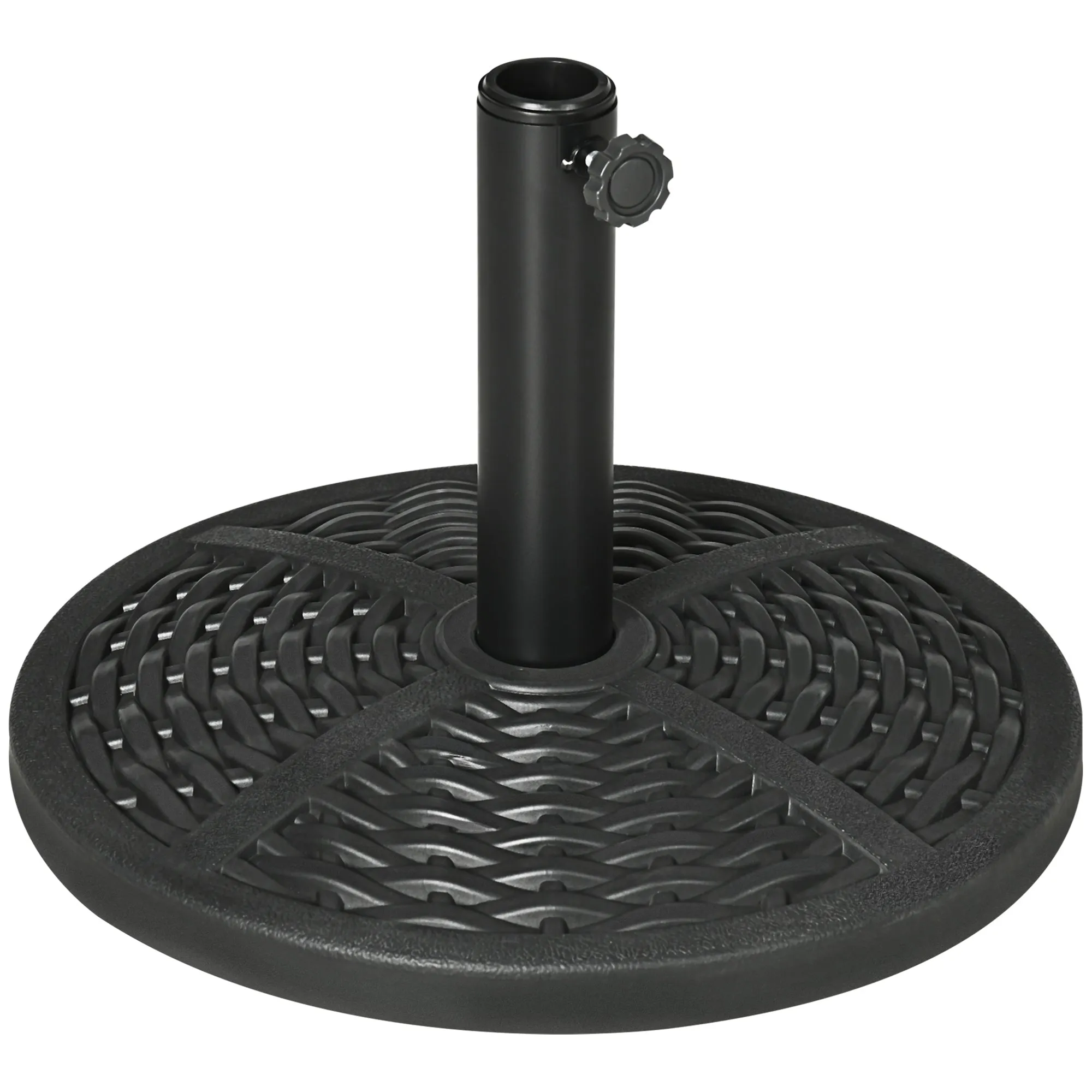 Round Garden Umbrella Base Rattan Effect Ø45cm Weight 9.5kg, Black