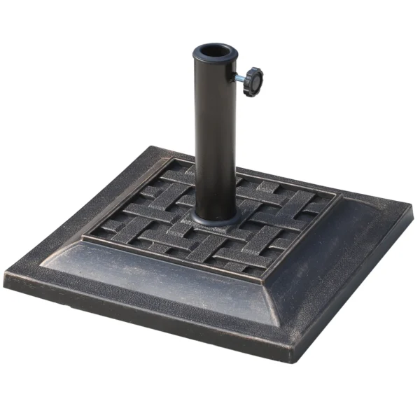 Vintage Style Resin and Steel Garden Umbrella Base, 44x44x32cm, Black and Bronze