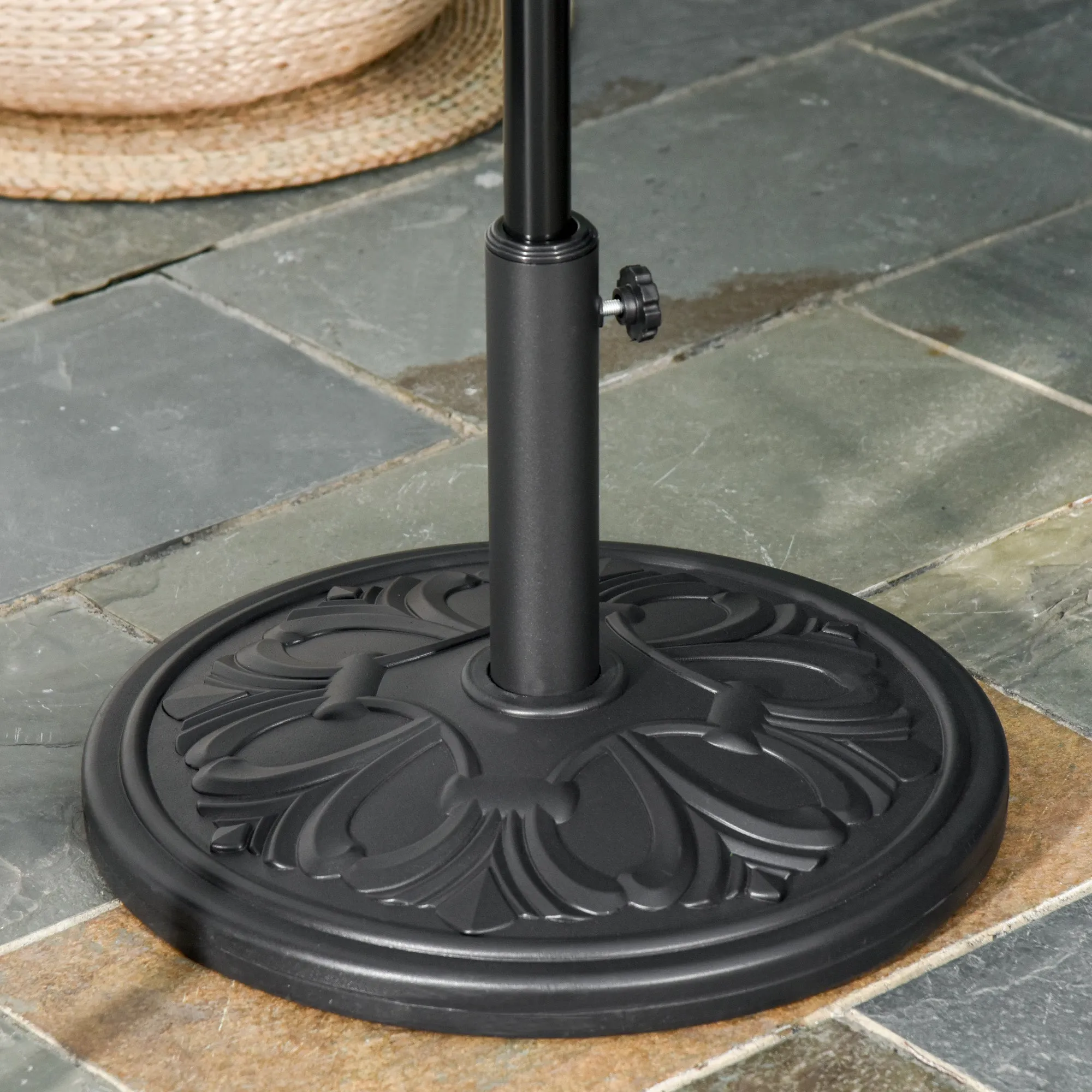 Round Umbrella Base Ø48x34 cm in 13kg Plastic for Ø35/38/48 mm Poles, Black - Image 2
