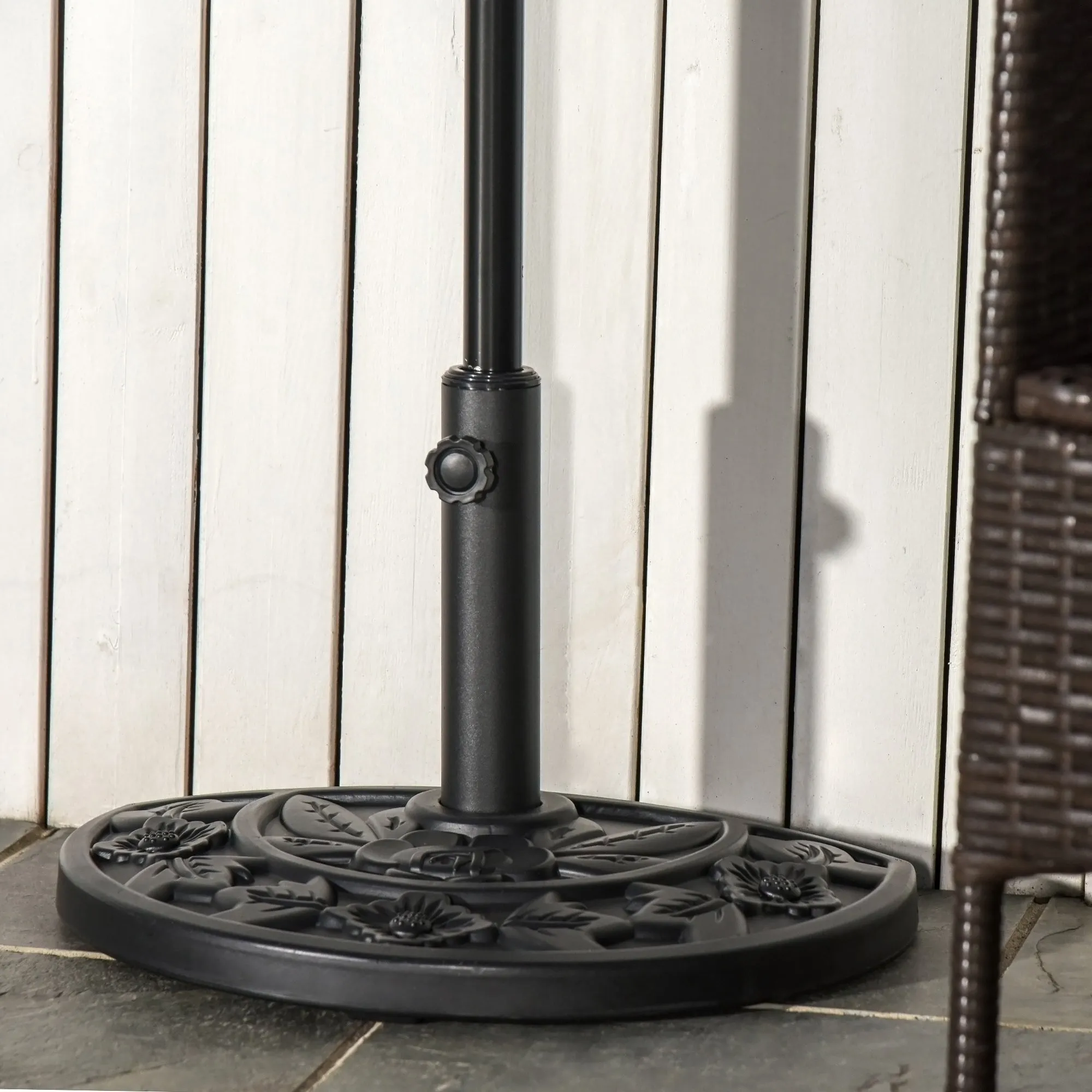 Garden Umbrella Base with 35mm / 38mm / 48mm Pole Cement Φ50x32x32cm - Image 2