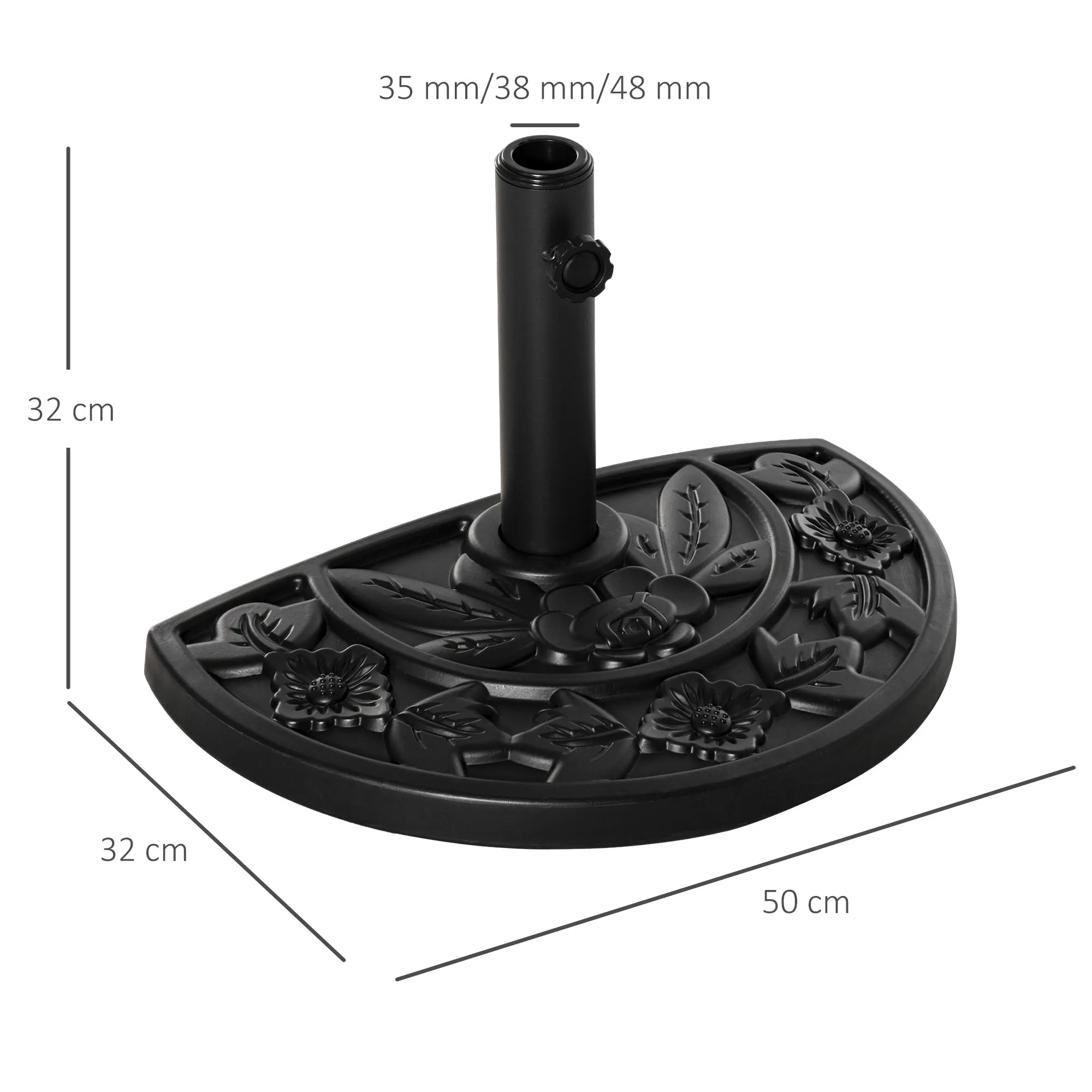 Garden Umbrella Base with 35mm / 38mm / 48mm Pole Cement Φ50x32x32cm - Image 3