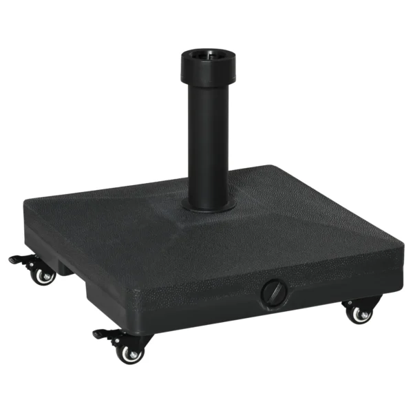 Umbrella Base with Wheels Fillable up to 20kg for Ø28-38mm Poles, 45x45x39cm, Black
