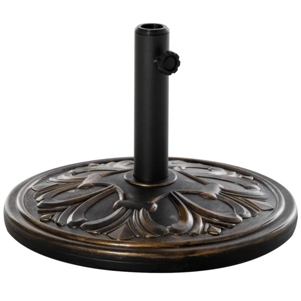 Round Umbrella Base Ø48x34 cm in 13kg Plastic for Ø35/38/48 mm Poles, Bronze