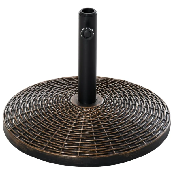25kg Round Plastic Rattan Effect Umbrella Base for 35mm, 38mm, 48mm Poles