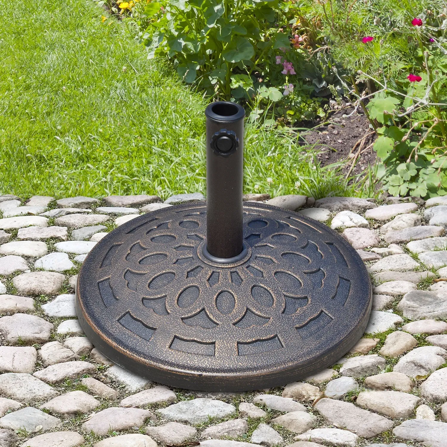 Umbrella Base 12kg Resin Φ48.5x34cm for 38-48mm Poles Bronze - Image 2