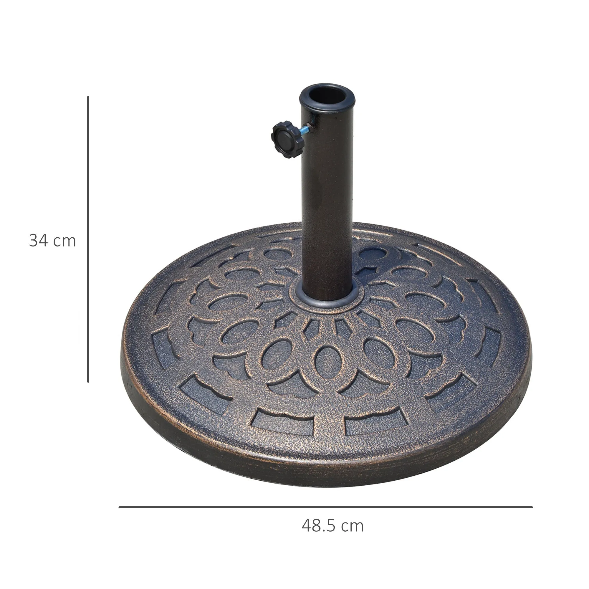 Umbrella Base 12kg Resin Φ48.5x34cm for 38-48mm Poles Bronze - Image 3
