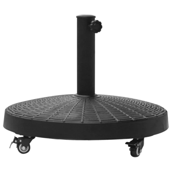 Round Garden Umbrella Base with 4 Wheels and Brakes, Metal and Resin Umbrella Base, for Ø38/48 mm Umbrella Poles, Ø52x41 cm, Black
