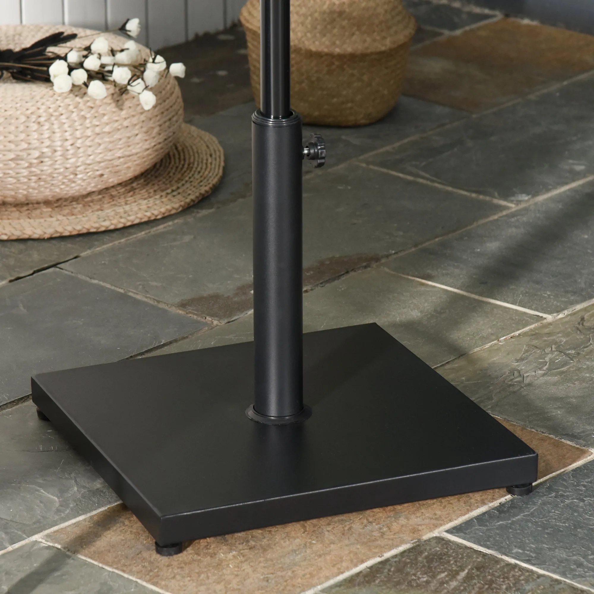 18kg Square Umbrella Base for Ø3/3.5/3.8cm Poles, 45x45x39cm, Black - Image 2