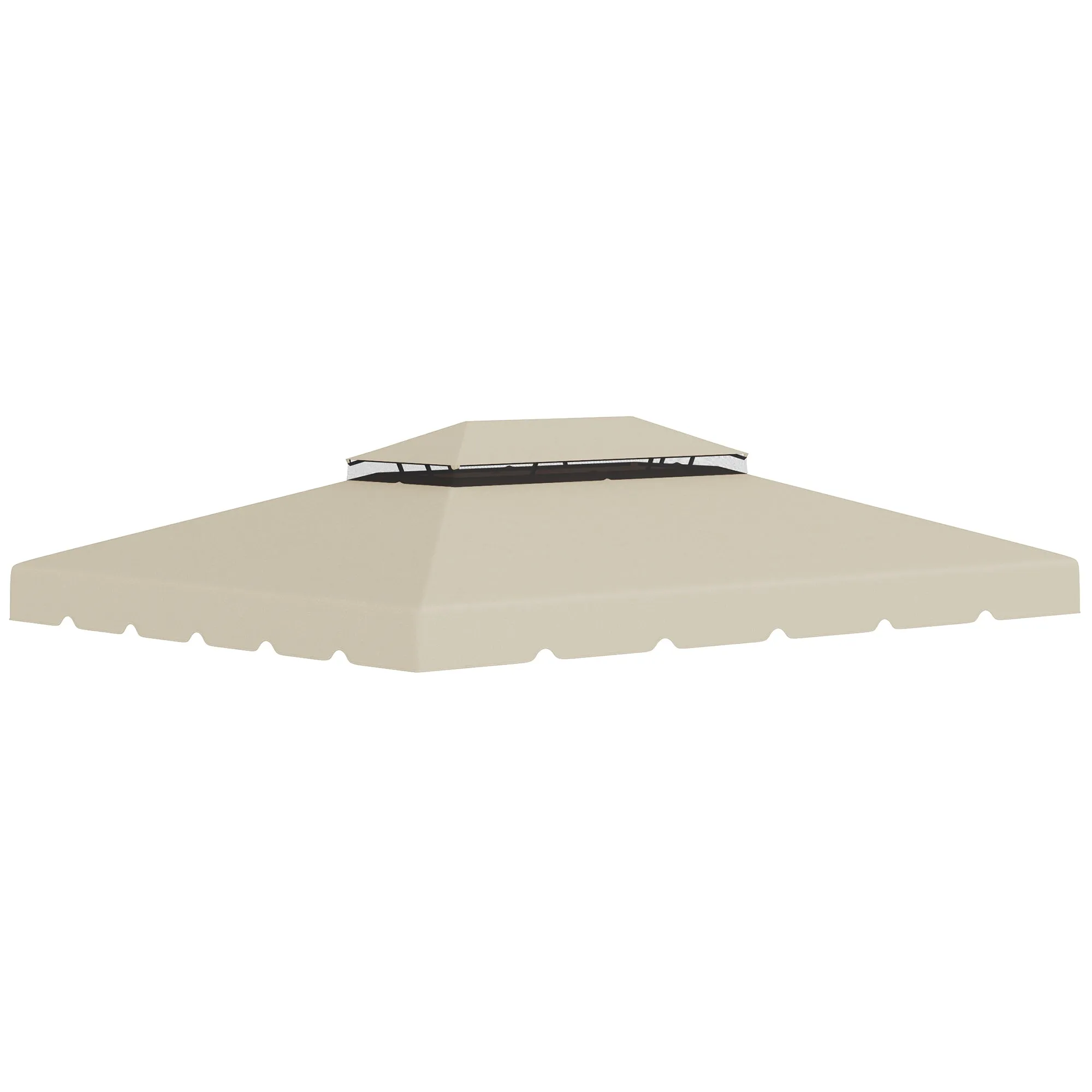 3x4m Garden Gazebo Replacement Canopy with 2 Tier Roof in Beige Polyester