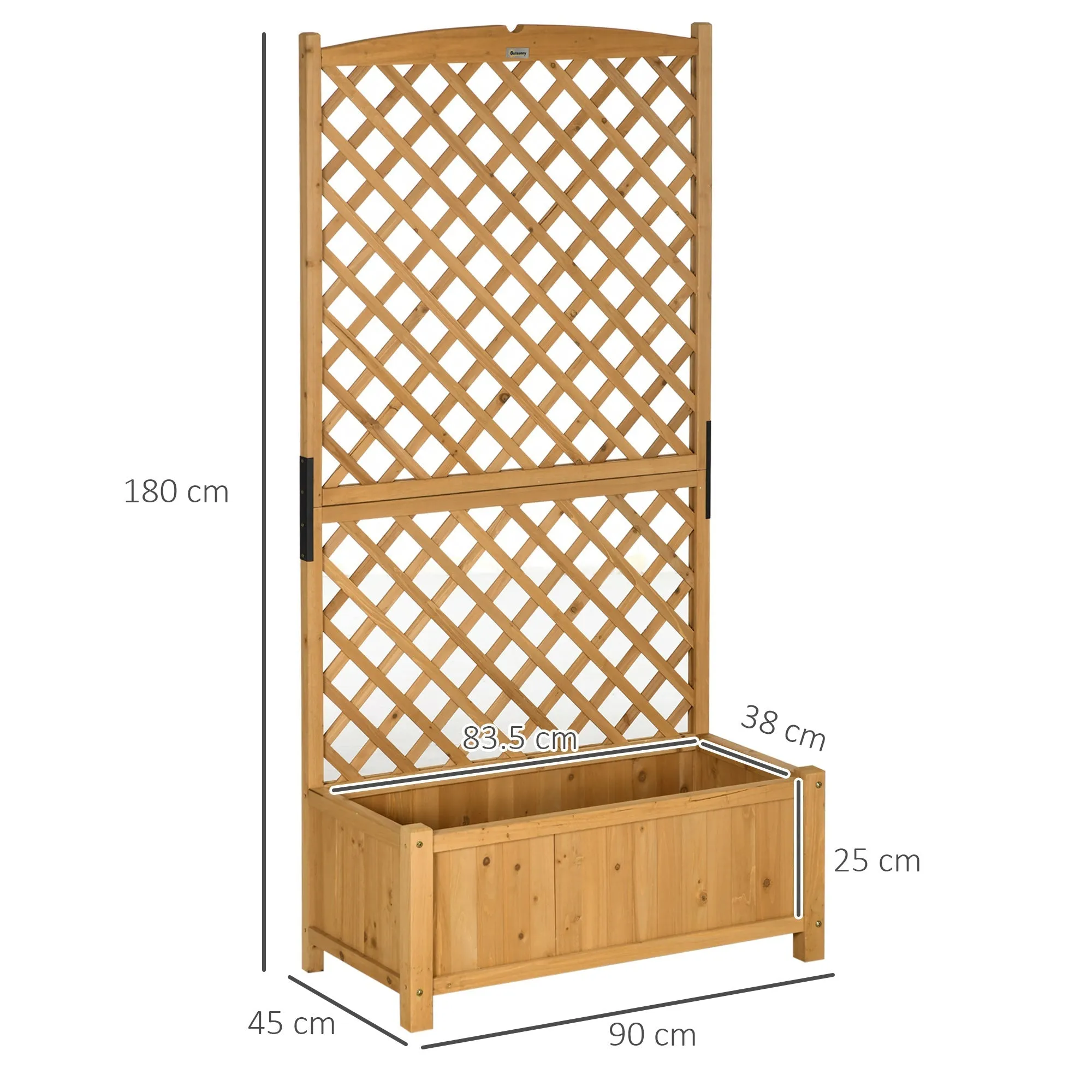 Outdoor Planter in Fir Wood with Raised Vertical Design, 90x45x180 cm, Yellow - Image 3