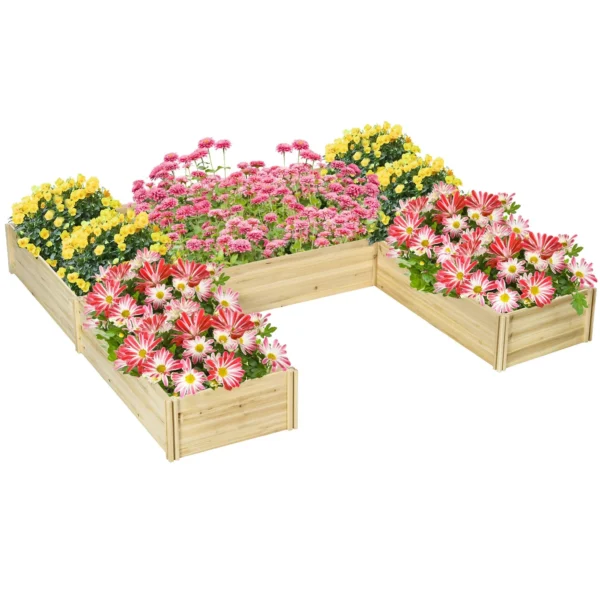 Outdoor Planter 5 Piece Modular Open Bottom in Fir Wood, 230x230x28 cm