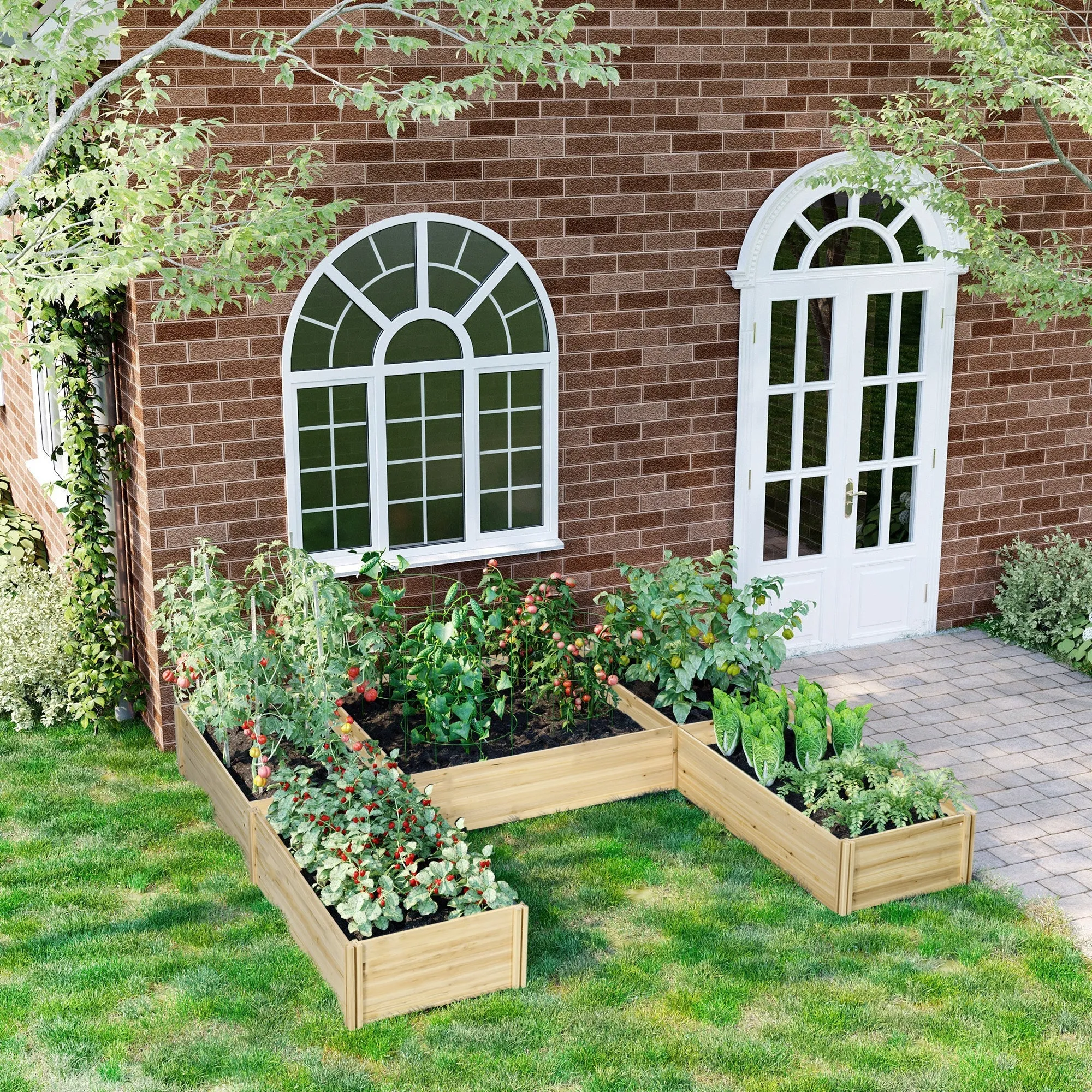 Outdoor Planter 5 Piece Modular Open Bottom in Fir Wood, 230x230x28 cm - Image 2