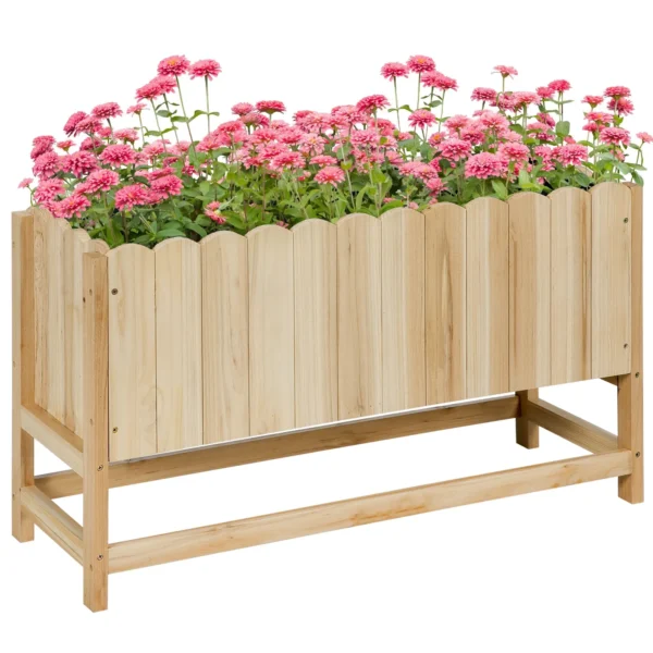 Vertical Outdoor Wooden Planter with Drainage Hole and Internal Lining, 86x30x50 cm