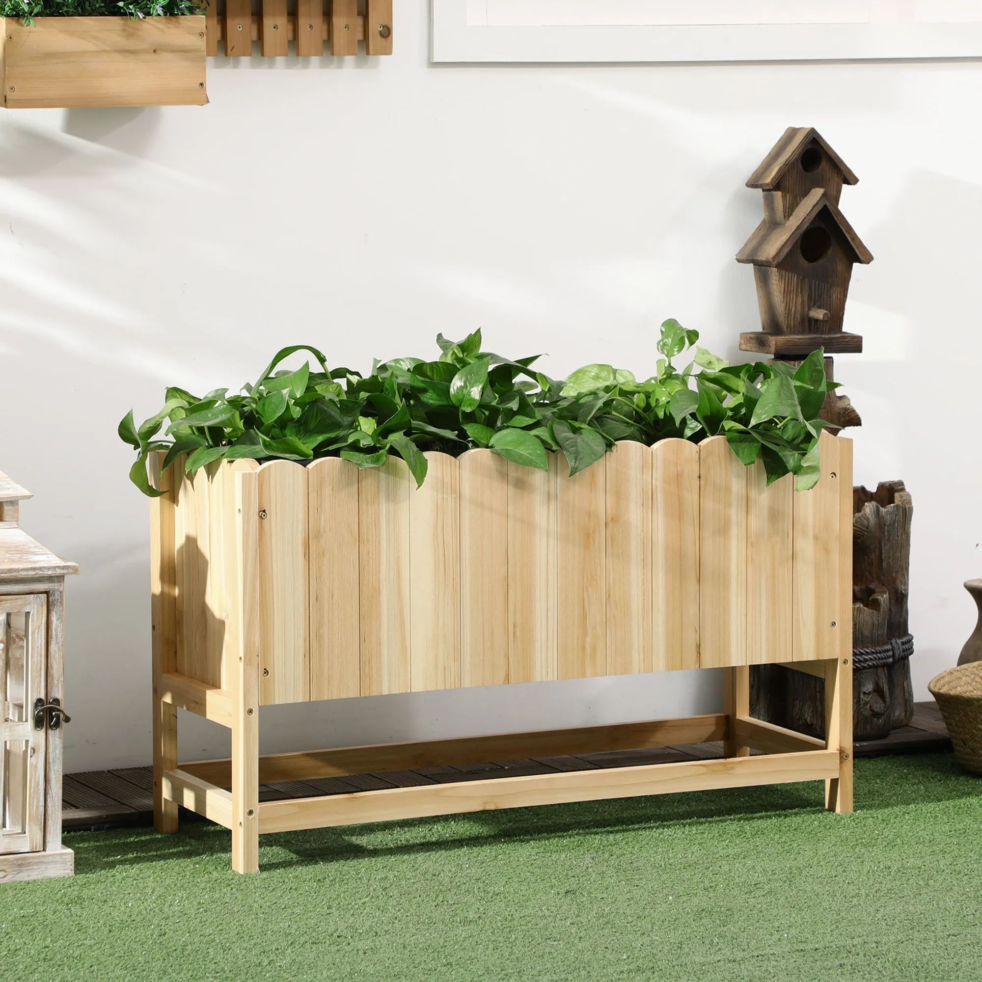 Vertical Outdoor Wooden Planter with Drainage Hole and Internal Lining, 86x30x50 cm - Image 2