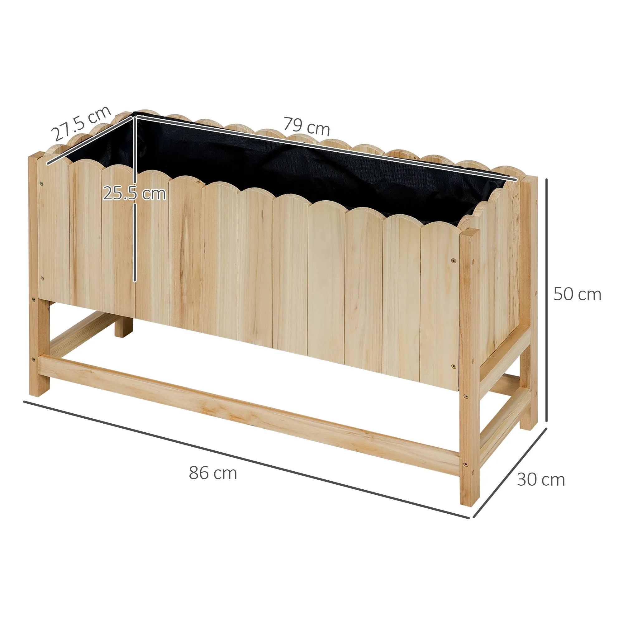 Vertical Outdoor Wooden Planter with Drainage Hole and Internal Lining, 86x30x50 cm - Image 3