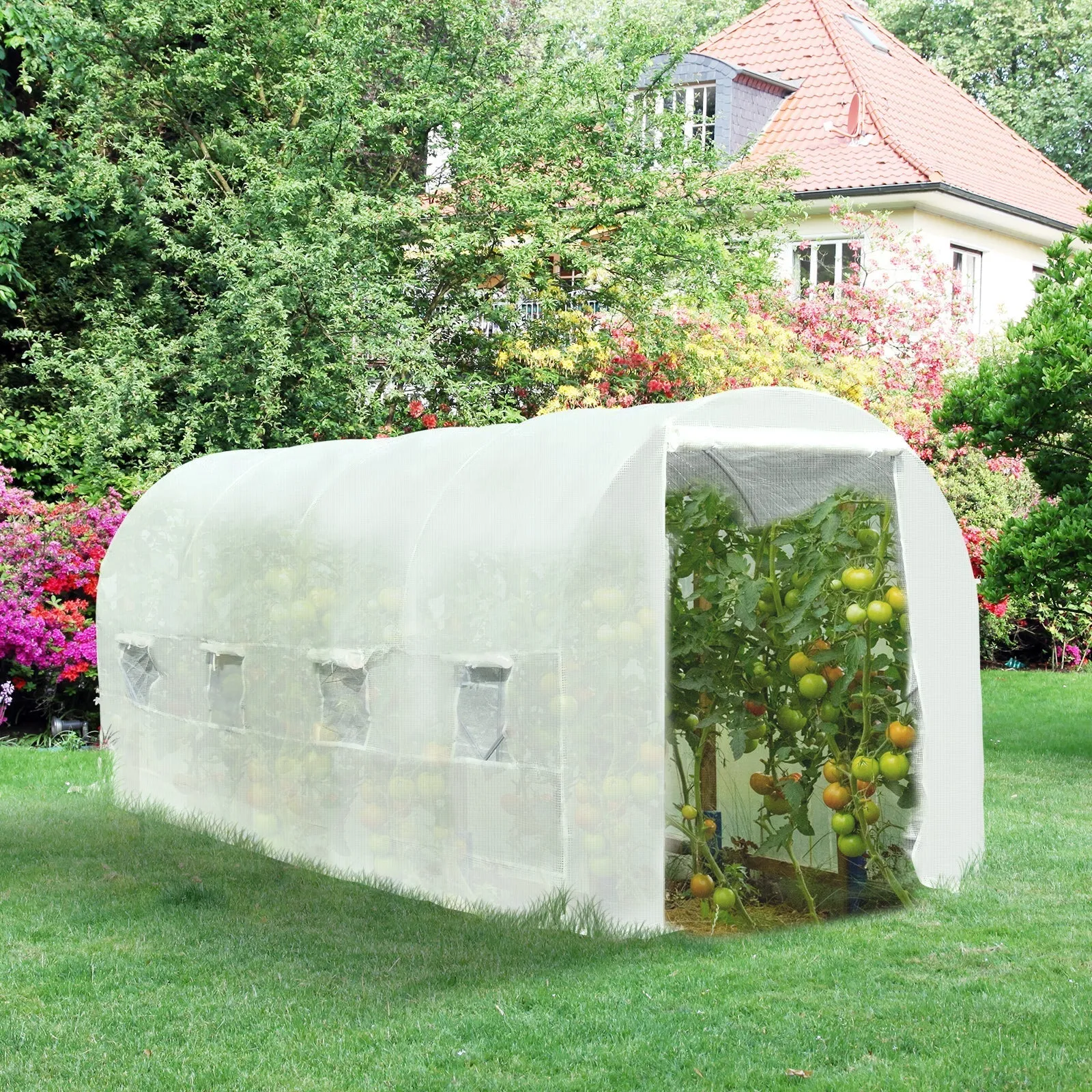 5x2x2m Tunnel Greenhouse with Steel Frame and White Polyethylene Cover - Image 2