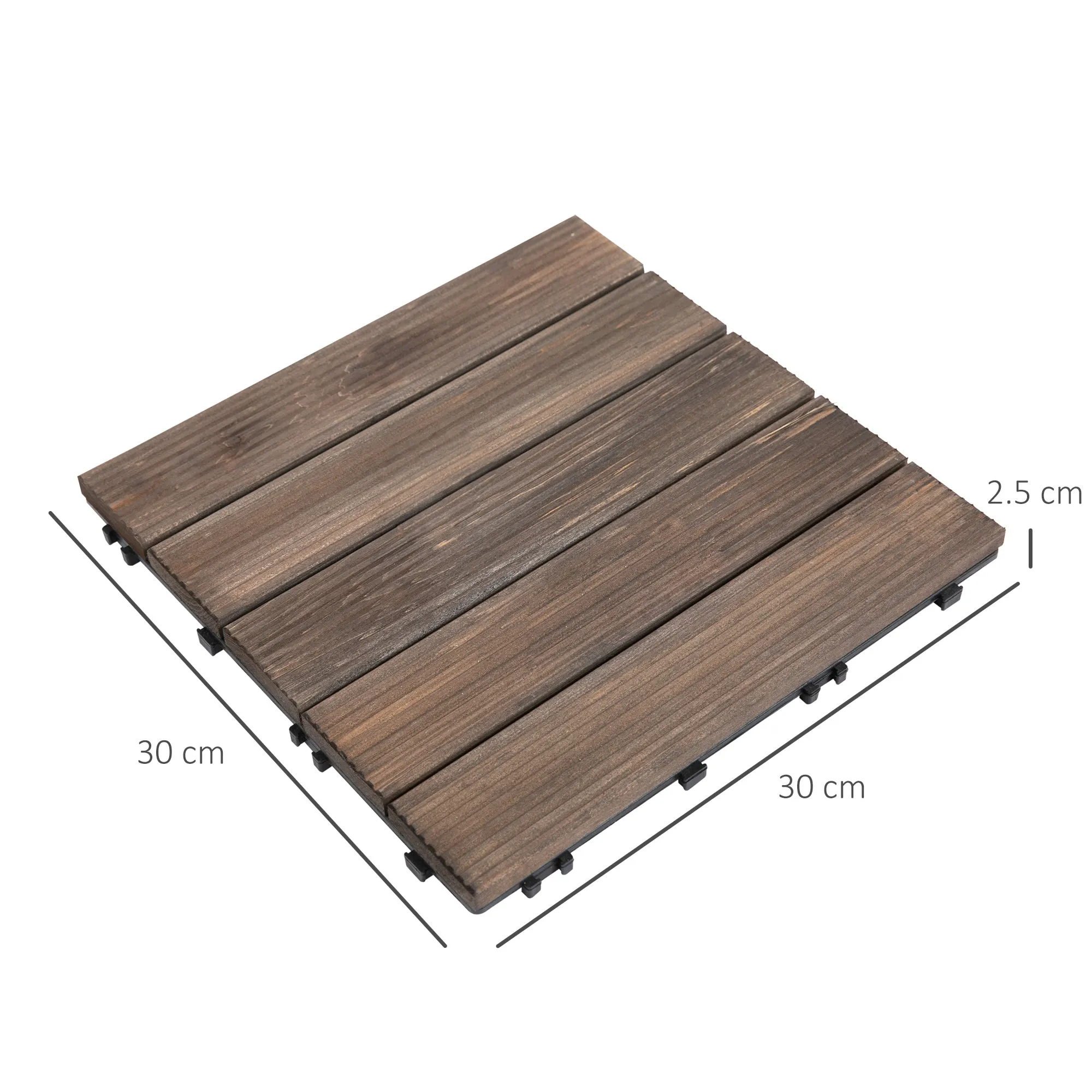 Outdoor Wooden Floor Tiles, 27-Piece Interlocking Set, 30x30x2.5 cm - Image 3