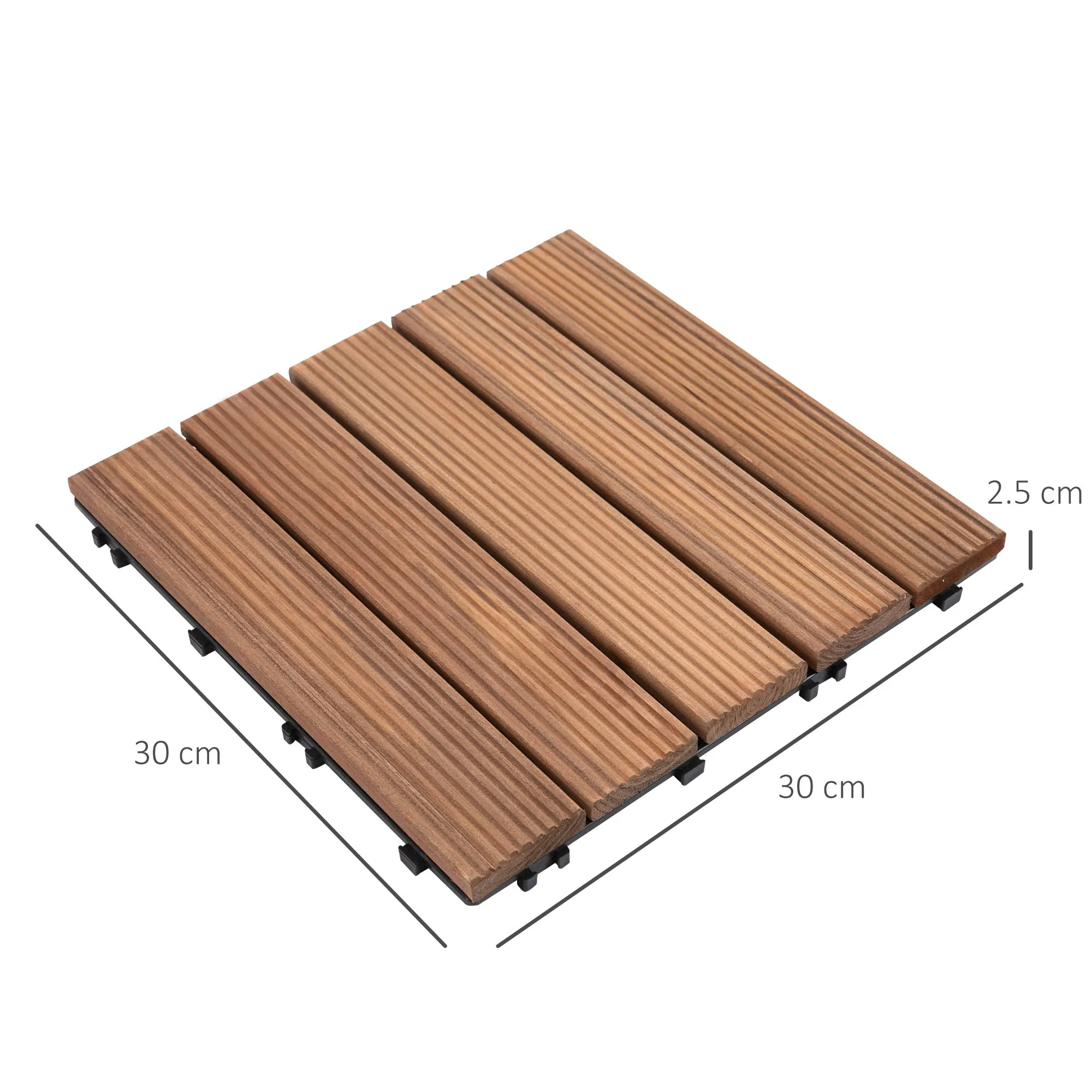 Outdoor Wood Floor Tiles, 27-Piece Interlocking Set, 30x30x2.5cm - Image 3