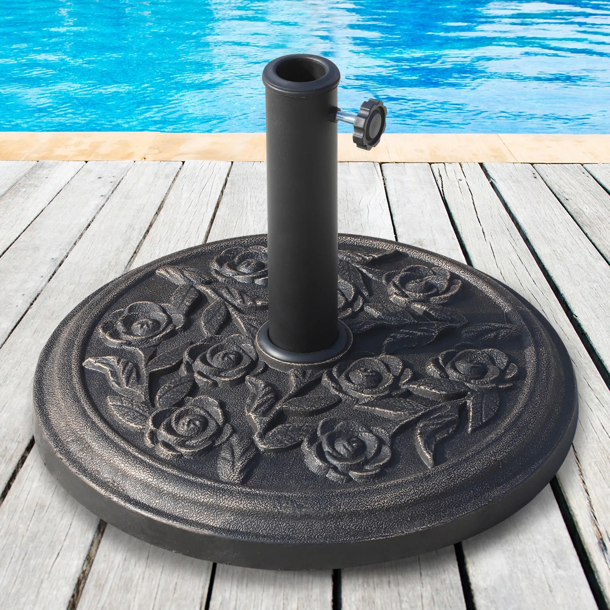 9kg Resin Umbrella Base with Bronze Finish Φ45.5 x 31.5cm Black - Image 2