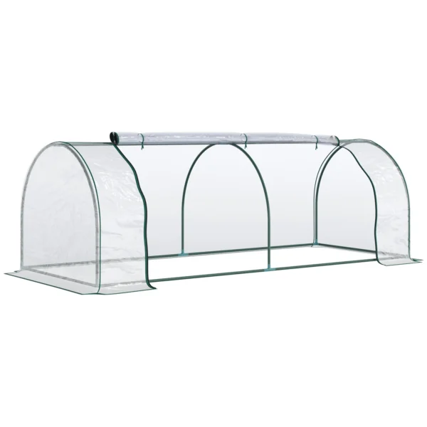Oustunny Garden greenhouse with front zipper, steel and pvc doors, 250x100x80 cm