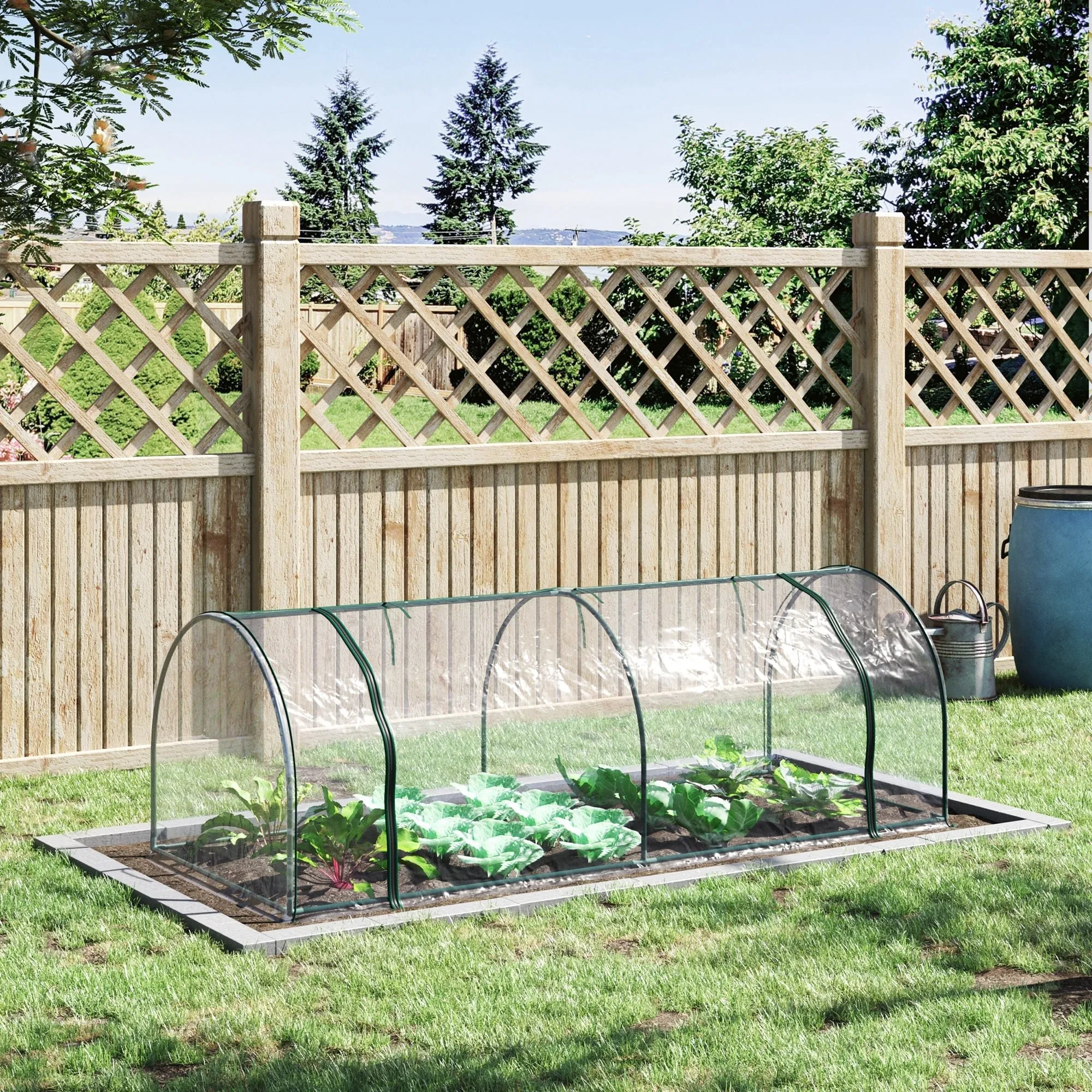 Oustunny Garden greenhouse with front zipper, steel and pvc doors, 250x100x80 cm - Image 2