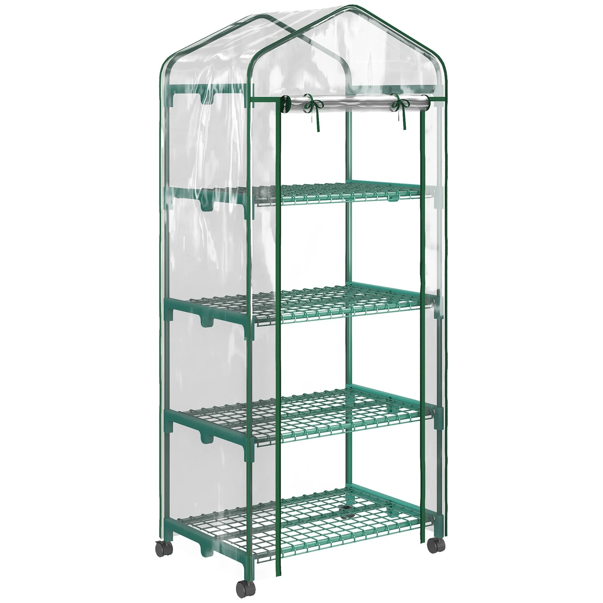 Vertical Plant Greenhouse with 4-Tier Shelf in Steel and White PVC, 69x50x165cm