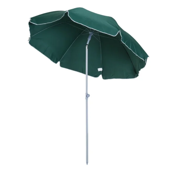 2x2.3m Portable Outdoor Umbrella with Tilting Canopy in Dark Green Polyester