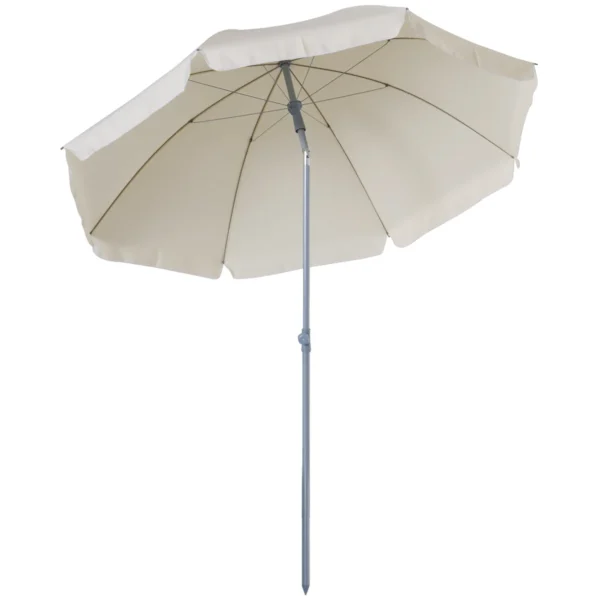 2x2.3m Portable Outdoor Umbrella with Tilting Canopy, Metal and Polyester, Cream