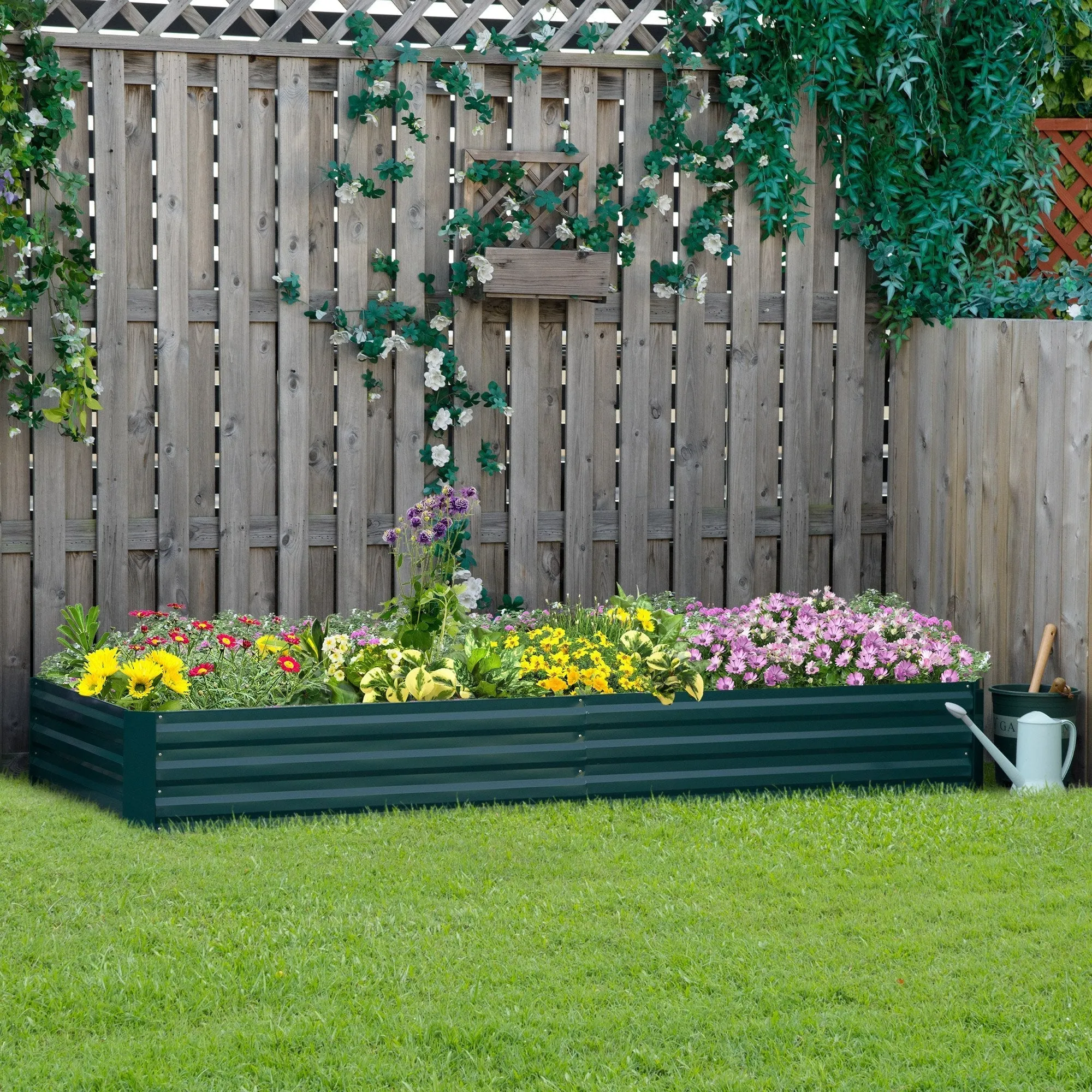 Outdoor Metal Raised Garden Bed, Plant Stand for Flowers and Herbs, 241x90.5x30cm - Image 2