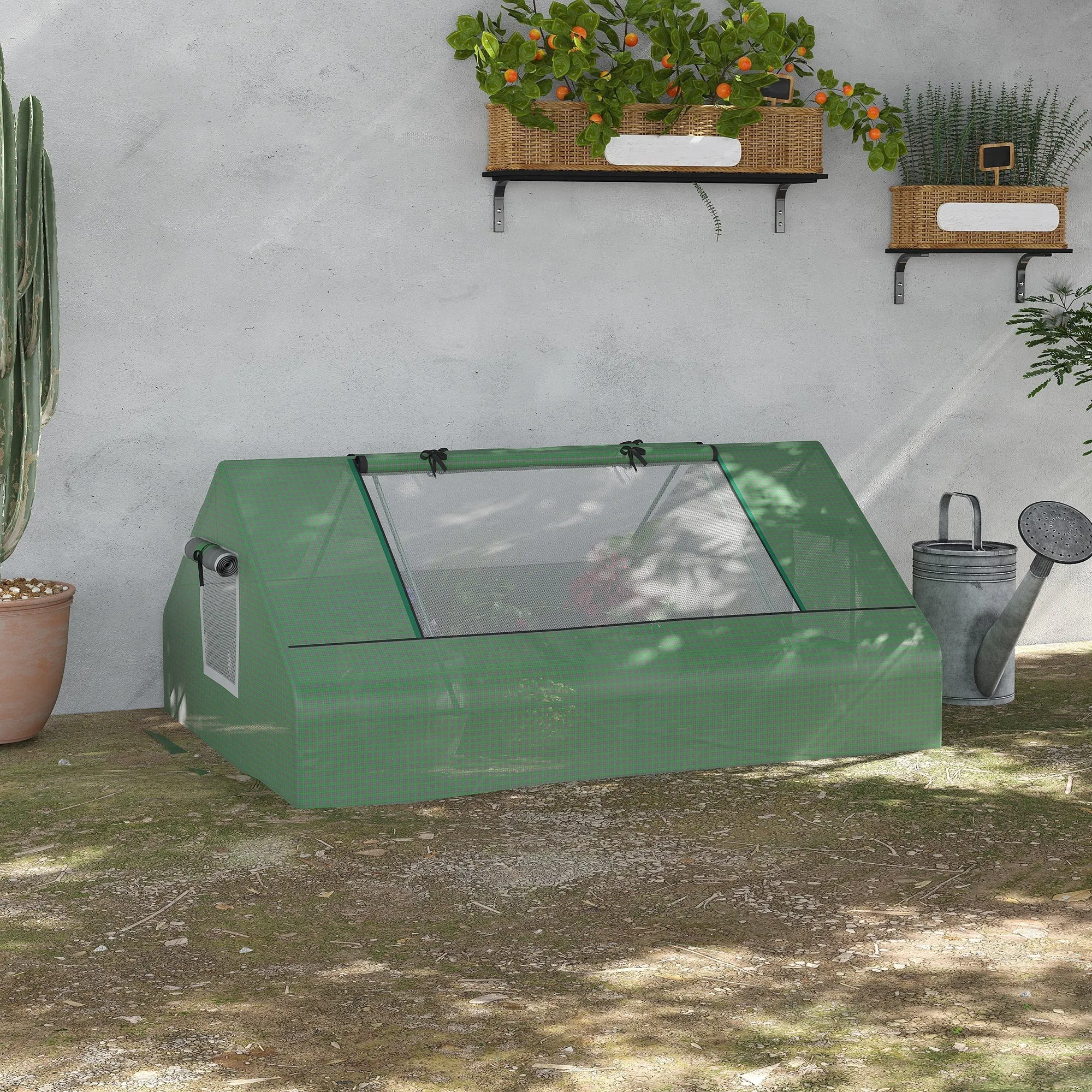Steel Garden Greenhouse with PE Coating, Roller Doors and Windows, 180x140x80cm, Green - Image 2