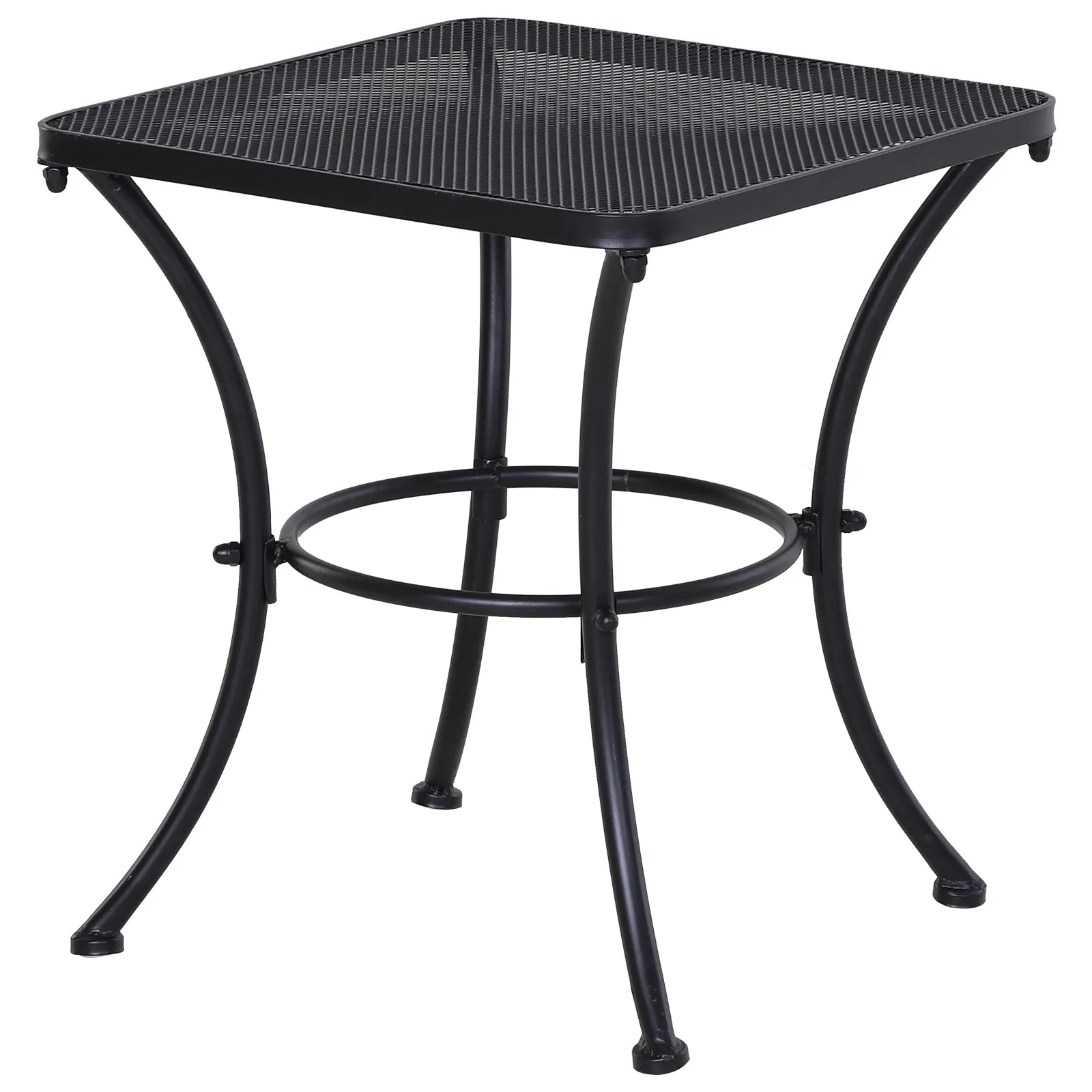 Square Steel Garden Table with Perforated Top, 45x45x50 cm, Black