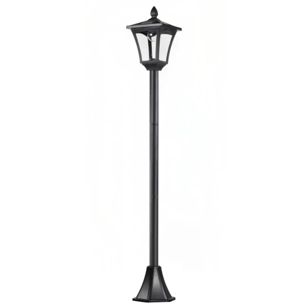 Solar Powered LED Outdoor Street Lamp Garden Light Waterproof IP44 Floor Lamp 18×18×160cm Black