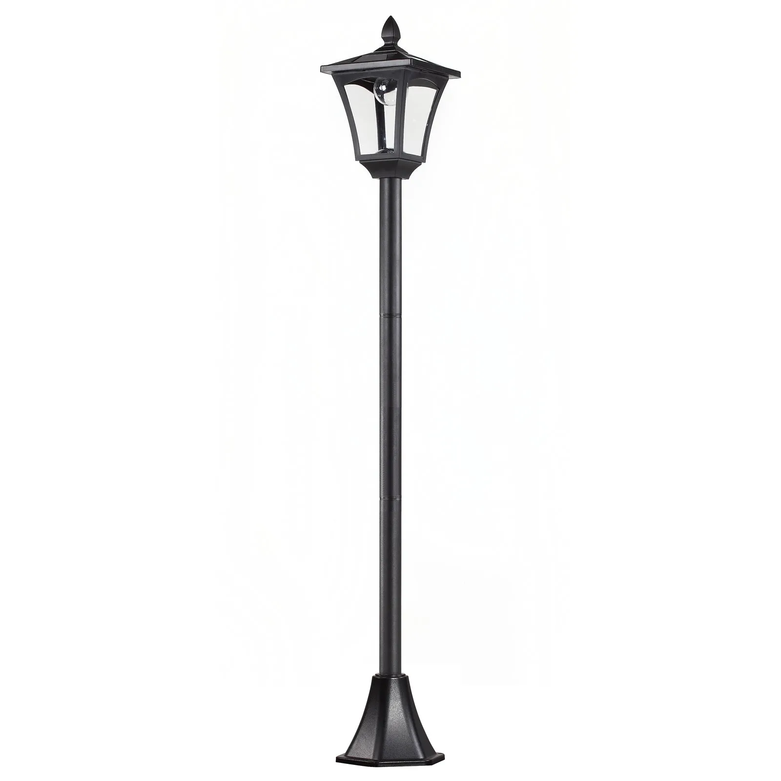 Solar Powered LED Outdoor Street Lamp Garden Light Waterproof IP44 Floor Lamp 18×18×160cm Black