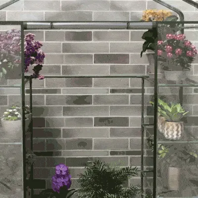 Steel and Transparent PVC Garden Greenhouse with Roll-Up Door, 143x73x195 cm, Green