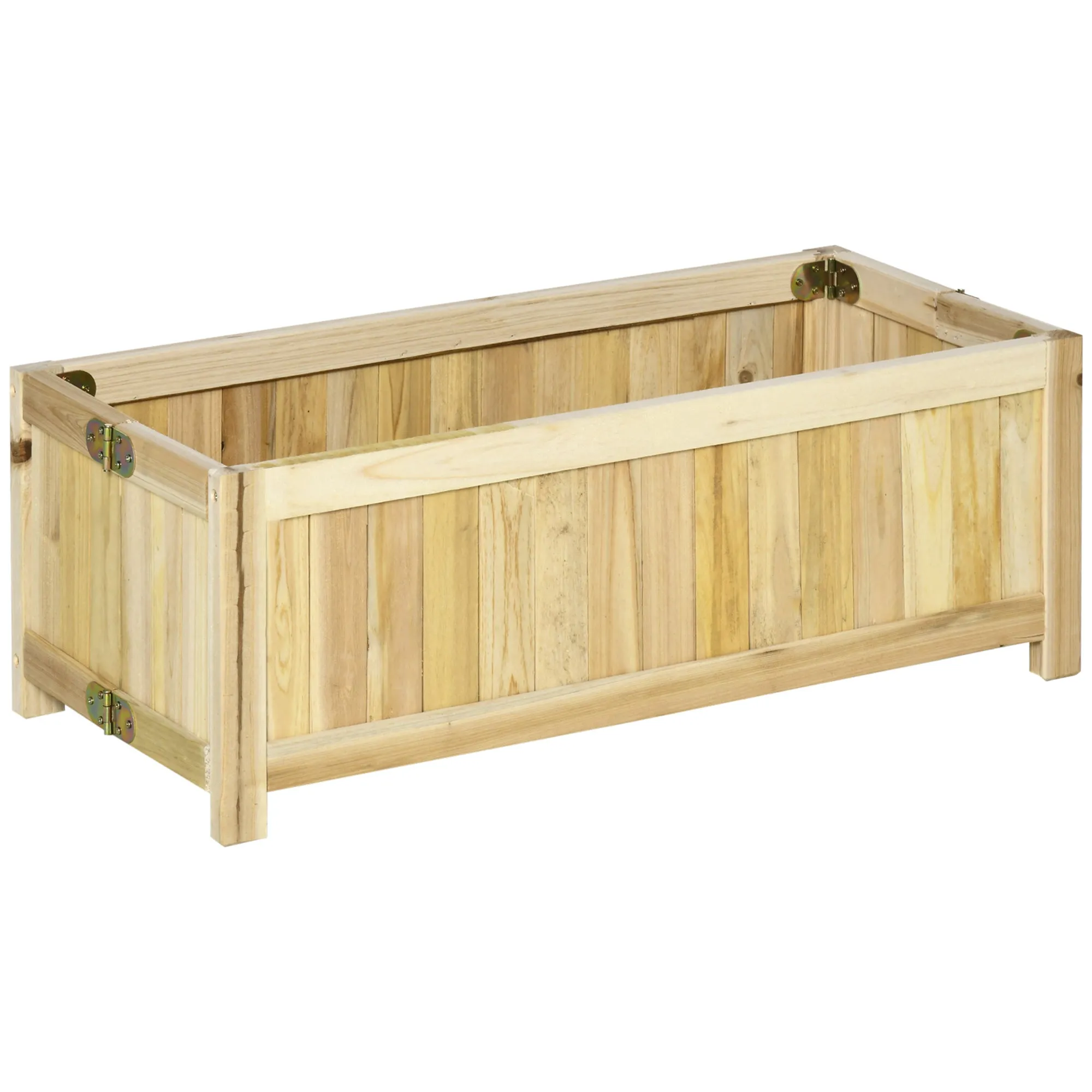 Foldable Outdoor Wooden Planter with Drainage Base, 70x30x25cm - Image 2