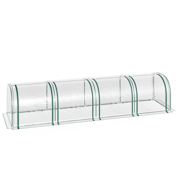 Waterproof and Anti-UV Steel and PVC Tunnel Greenhouse with 4 Hinged Doors, 395x100x80 cm