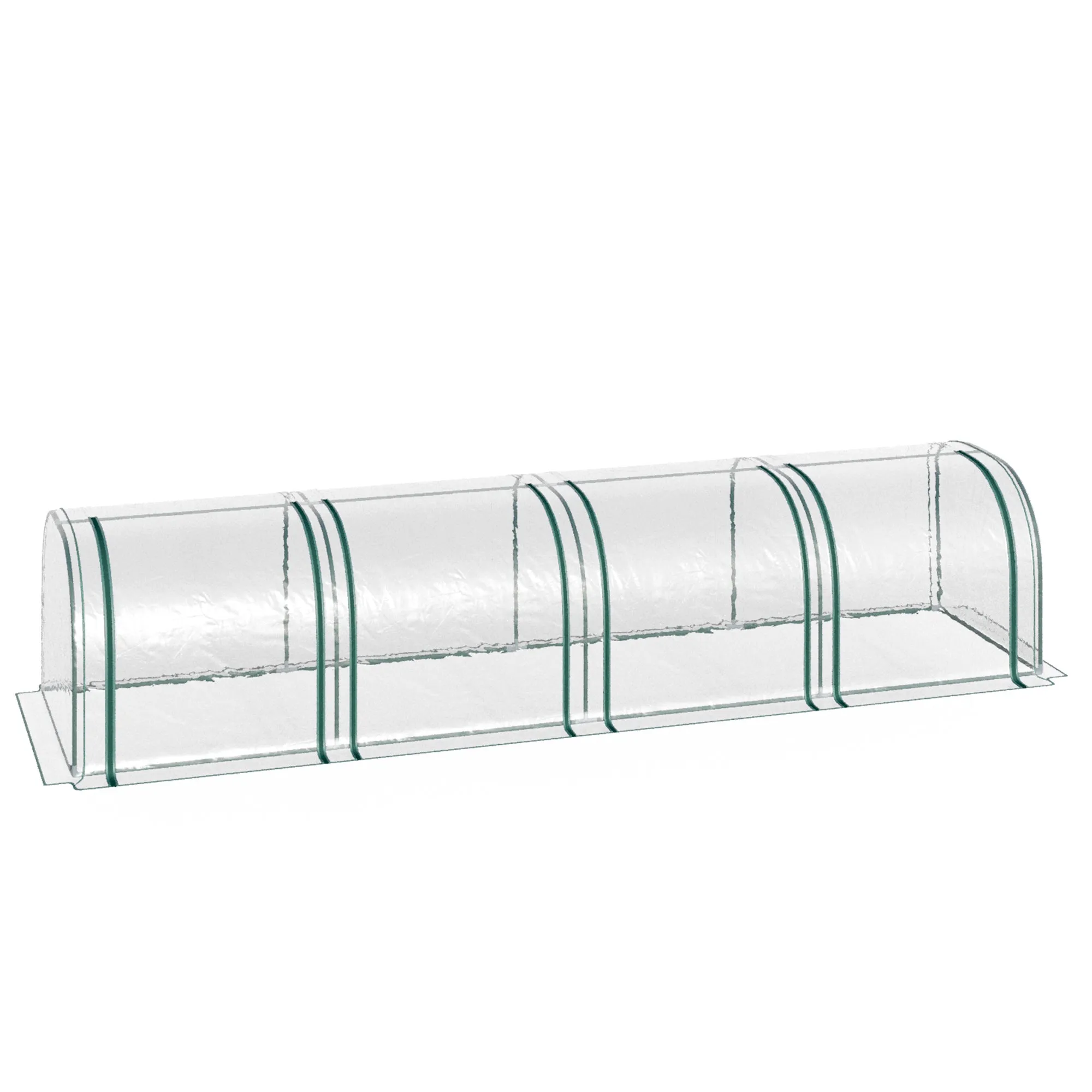 Waterproof and Anti-UV Steel and PVC Tunnel Greenhouse with 4 Hinged Doors, 395x100x80 cm