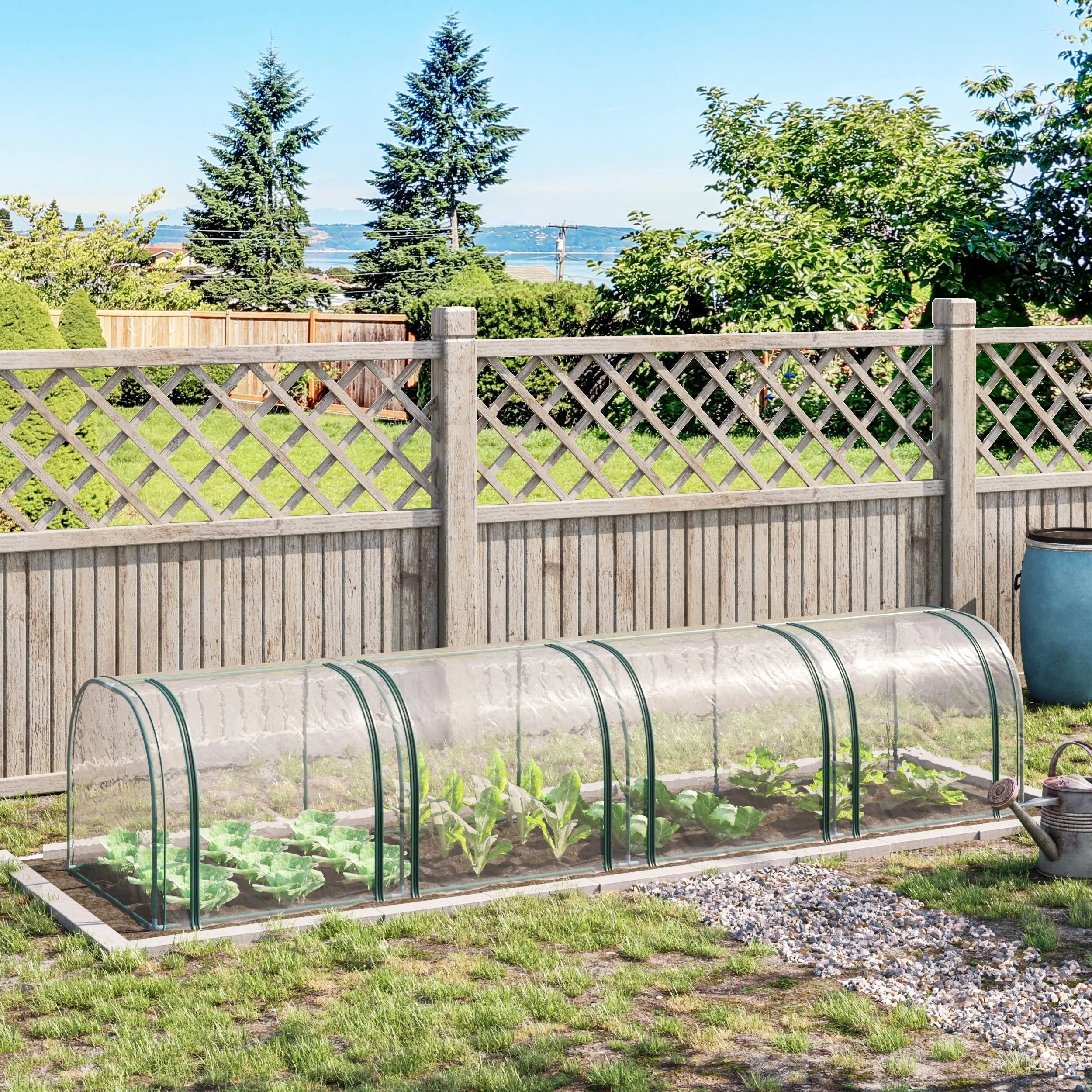 Waterproof and Anti-UV Steel and PVC Tunnel Greenhouse with 4 Hinged Doors, 395x100x80 cm - Image 2