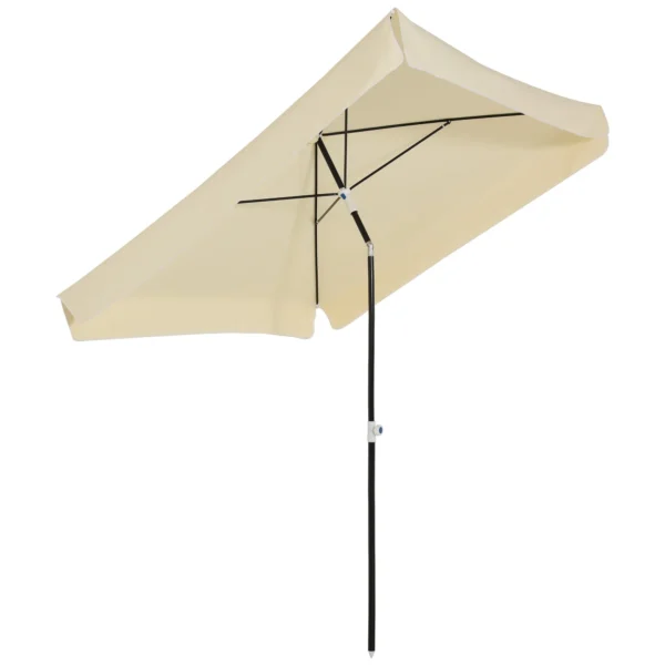 2x2m Outdoor Umbrella with Square Canopy, Adjustable and Portable Structure, Cream