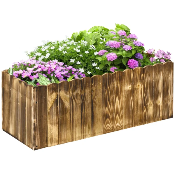 Rectangular Garden Planter for Indoor and Outdoor Use, in Fir Wood, 80x33x30 cm, Wood Color