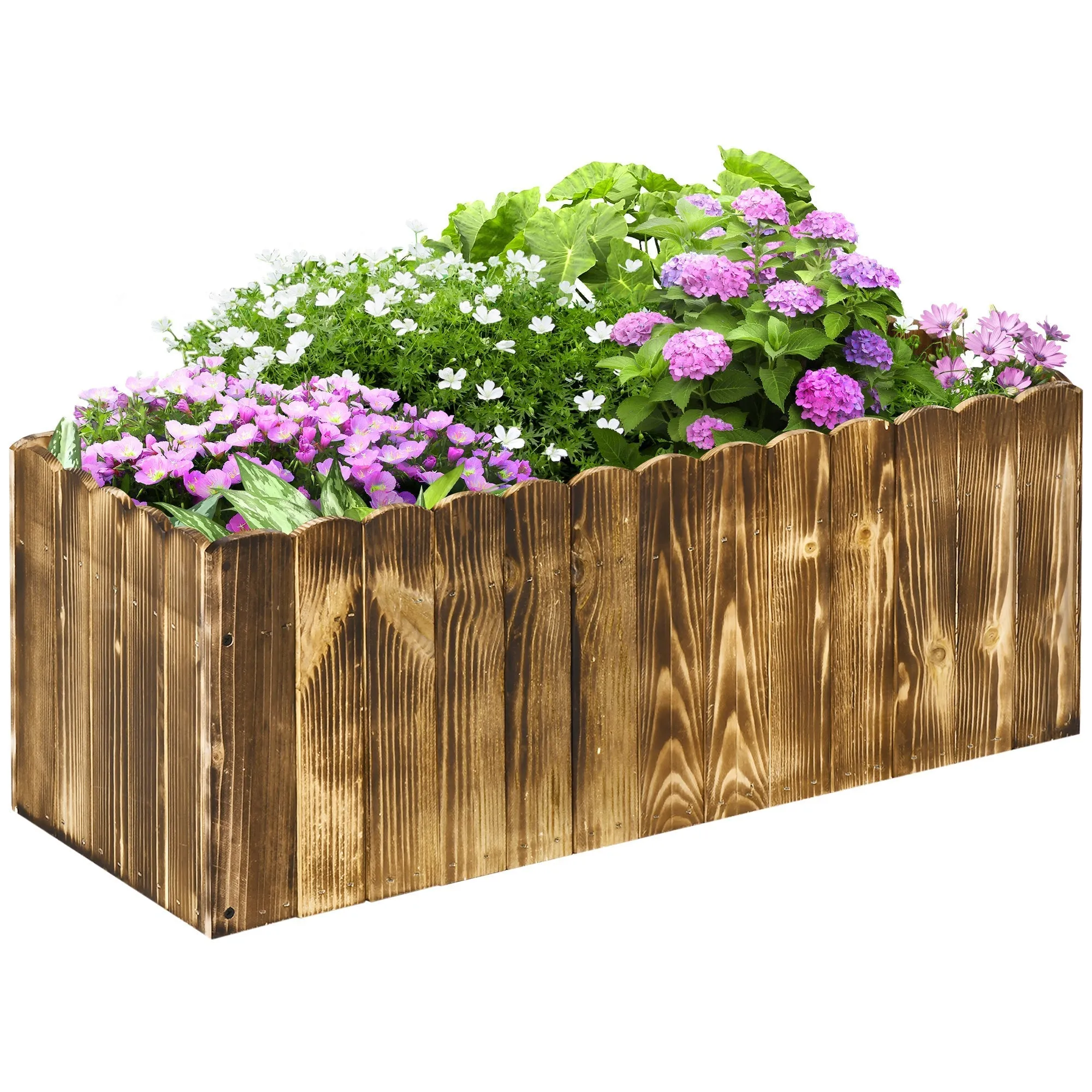 Rectangular Garden Planter for Indoor and Outdoor Use, in Fir Wood, 80x33x30 cm, Wood Color