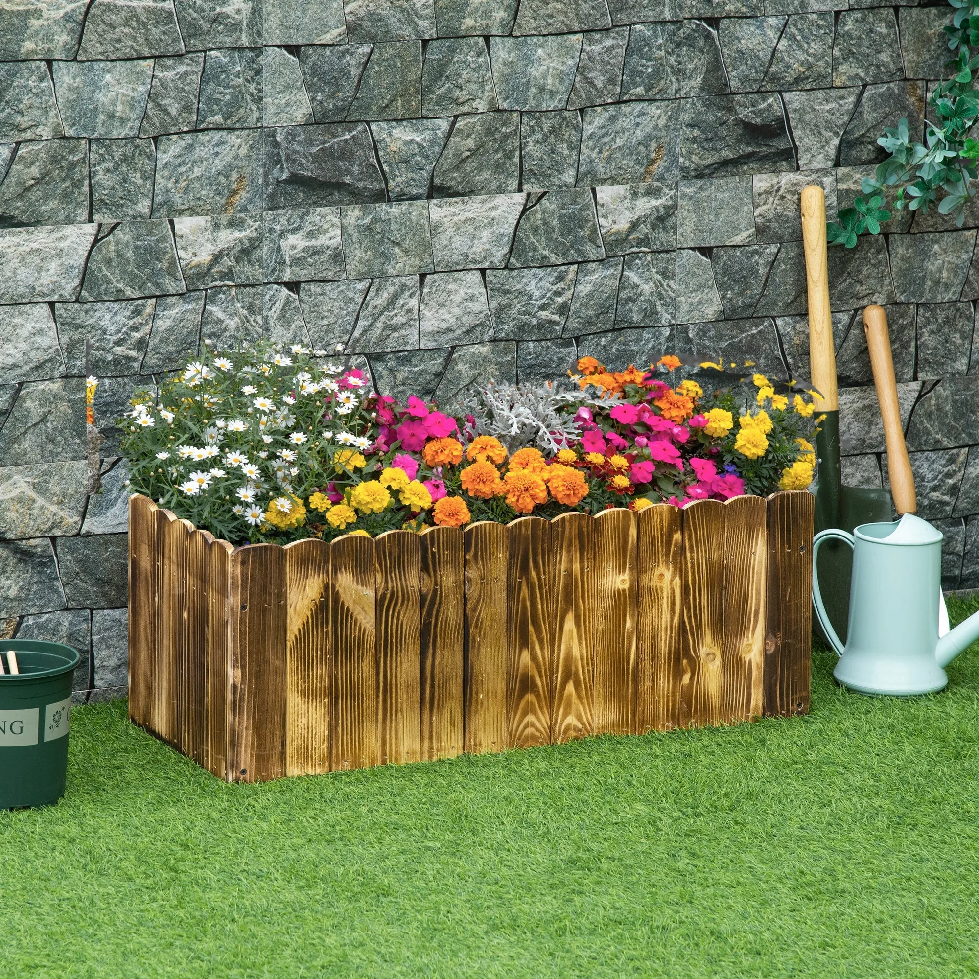 Rectangular Garden Planter for Indoor and Outdoor Use, in Fir Wood, 80x33x30 cm, Wood Color - Image 2