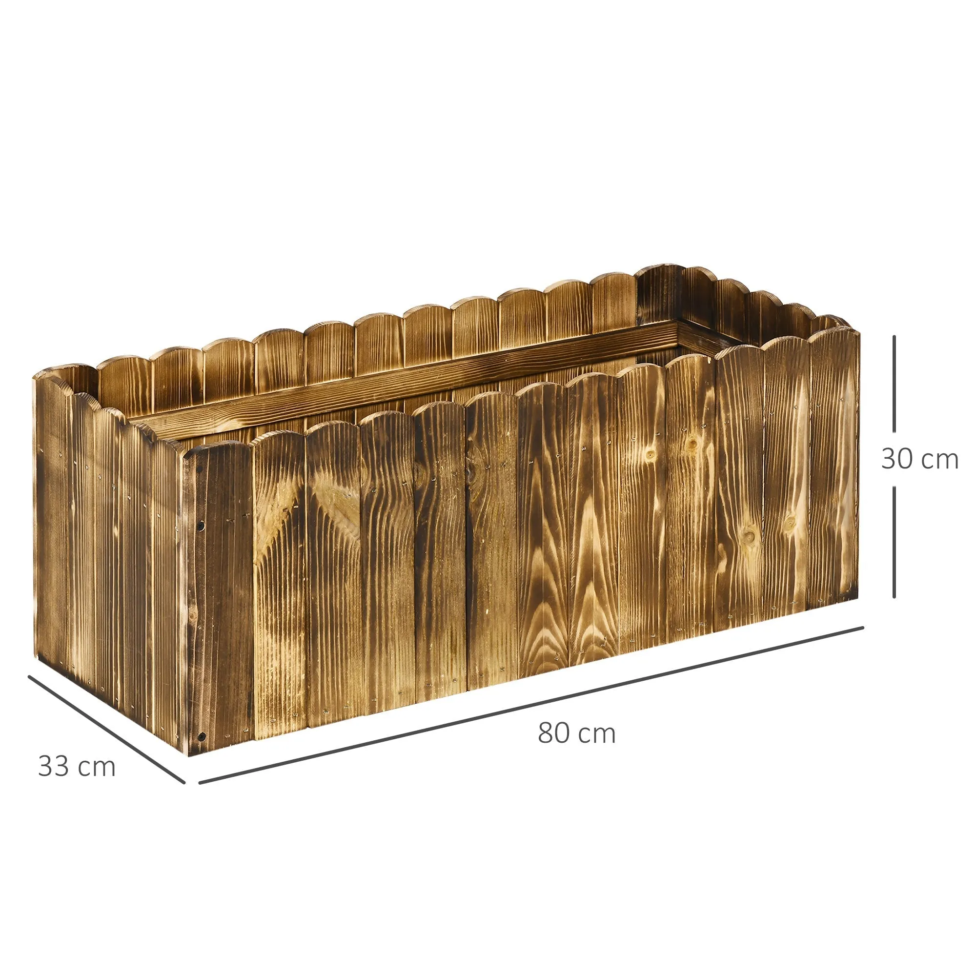 Rectangular Garden Planter for Indoor and Outdoor Use, in Fir Wood, 80x33x30 cm, Wood Color - Image 3