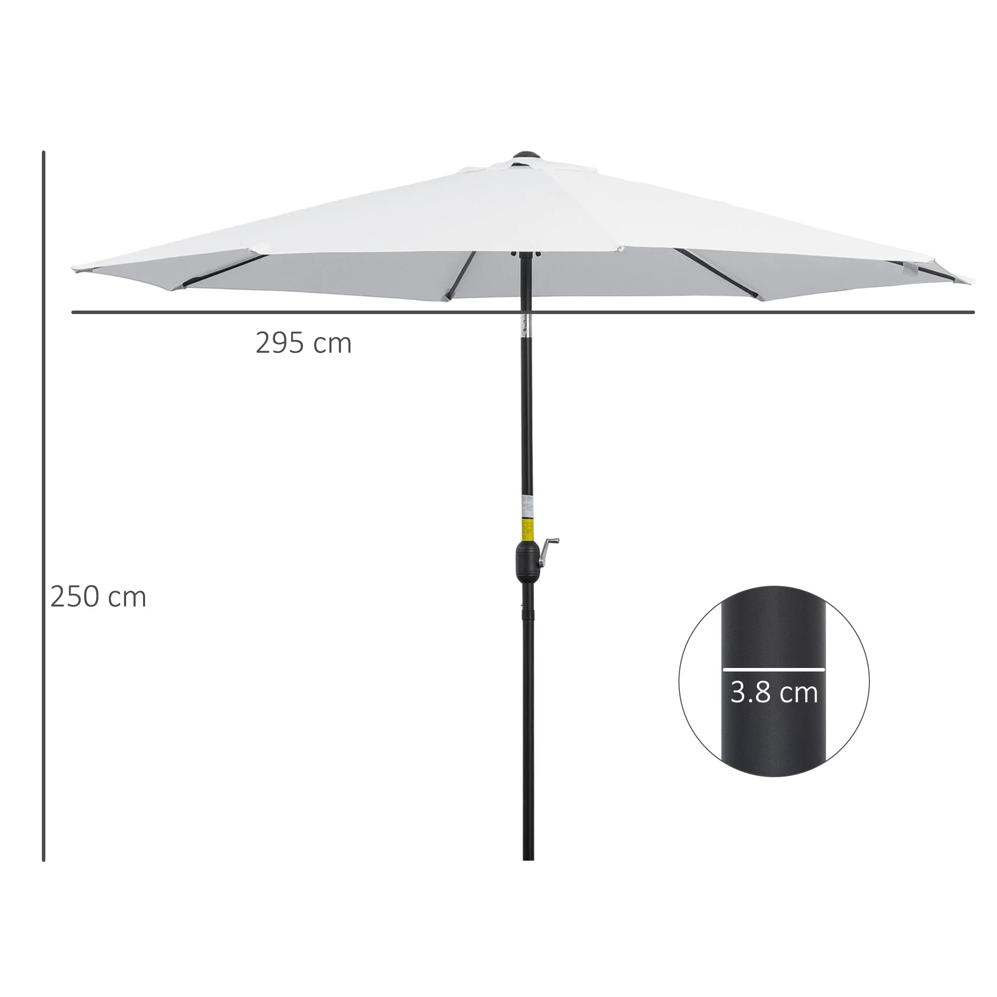 Garden Umbrella 3x2.5 m Tiltable with Removable Pole, in Metal and White Polyester - Image 3
