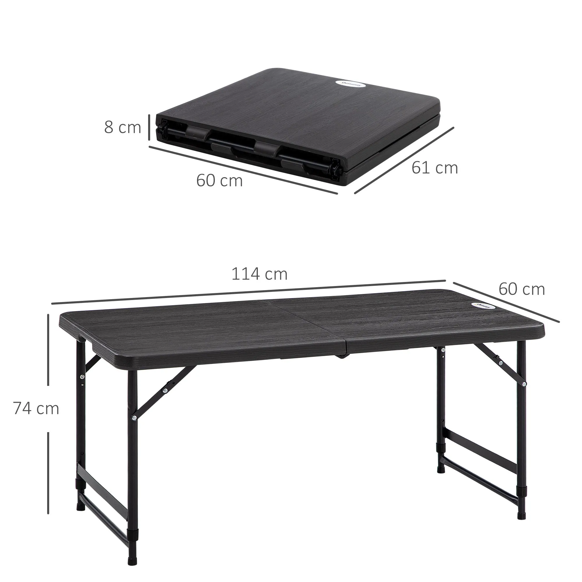 Folding Garden Table for 4 People with Adjustable Height, in Steel and HDPE, 118x60x74 cm - Image 3